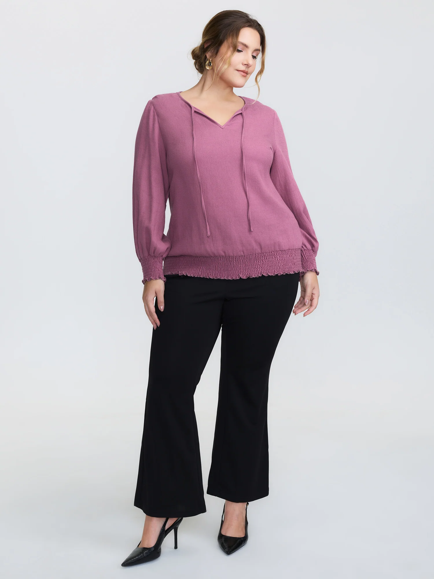 Pure Cotton Textured Shirred Blouse - Image 3