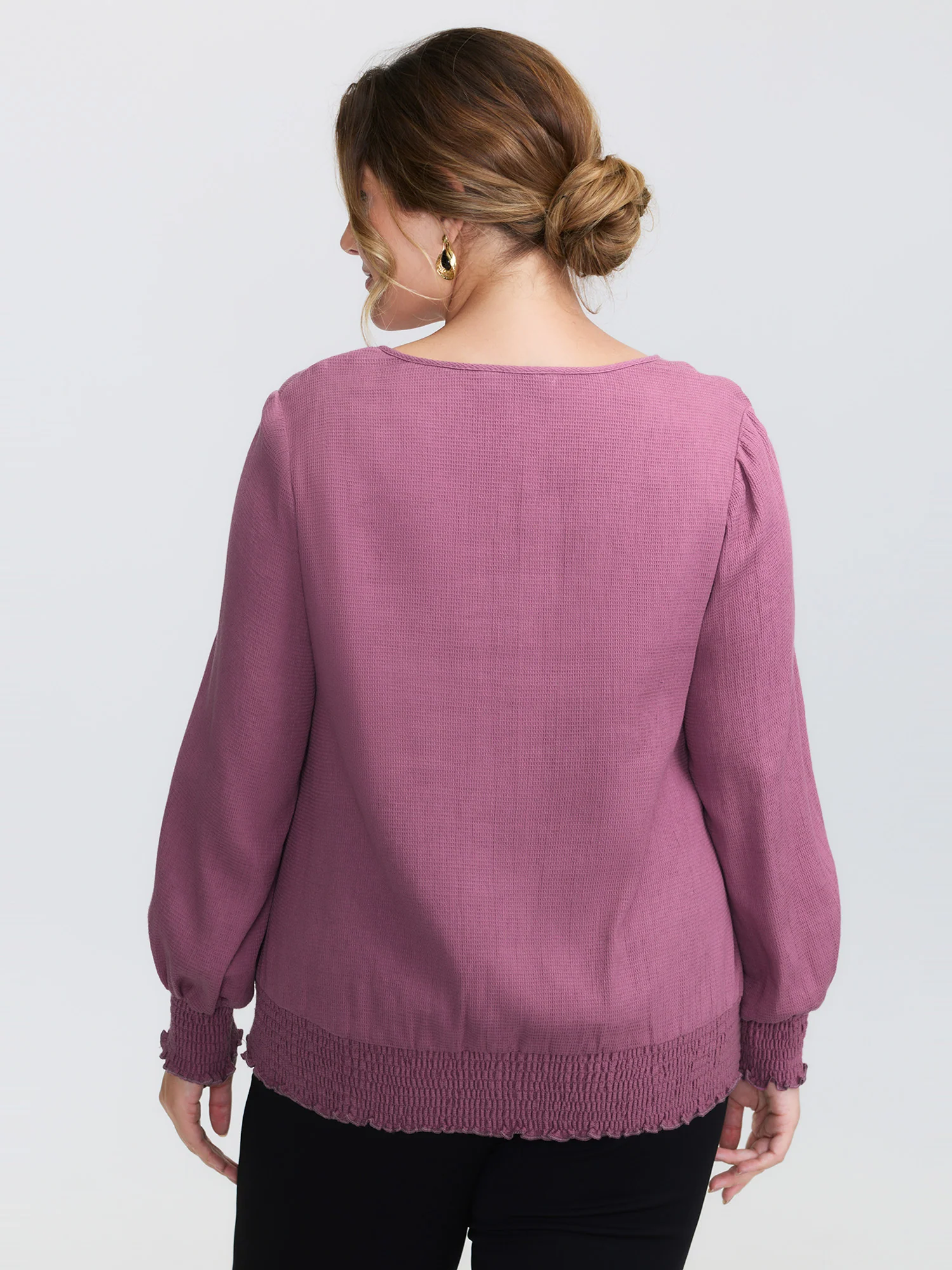 Pure Cotton Textured Shirred Blouse - Image 4