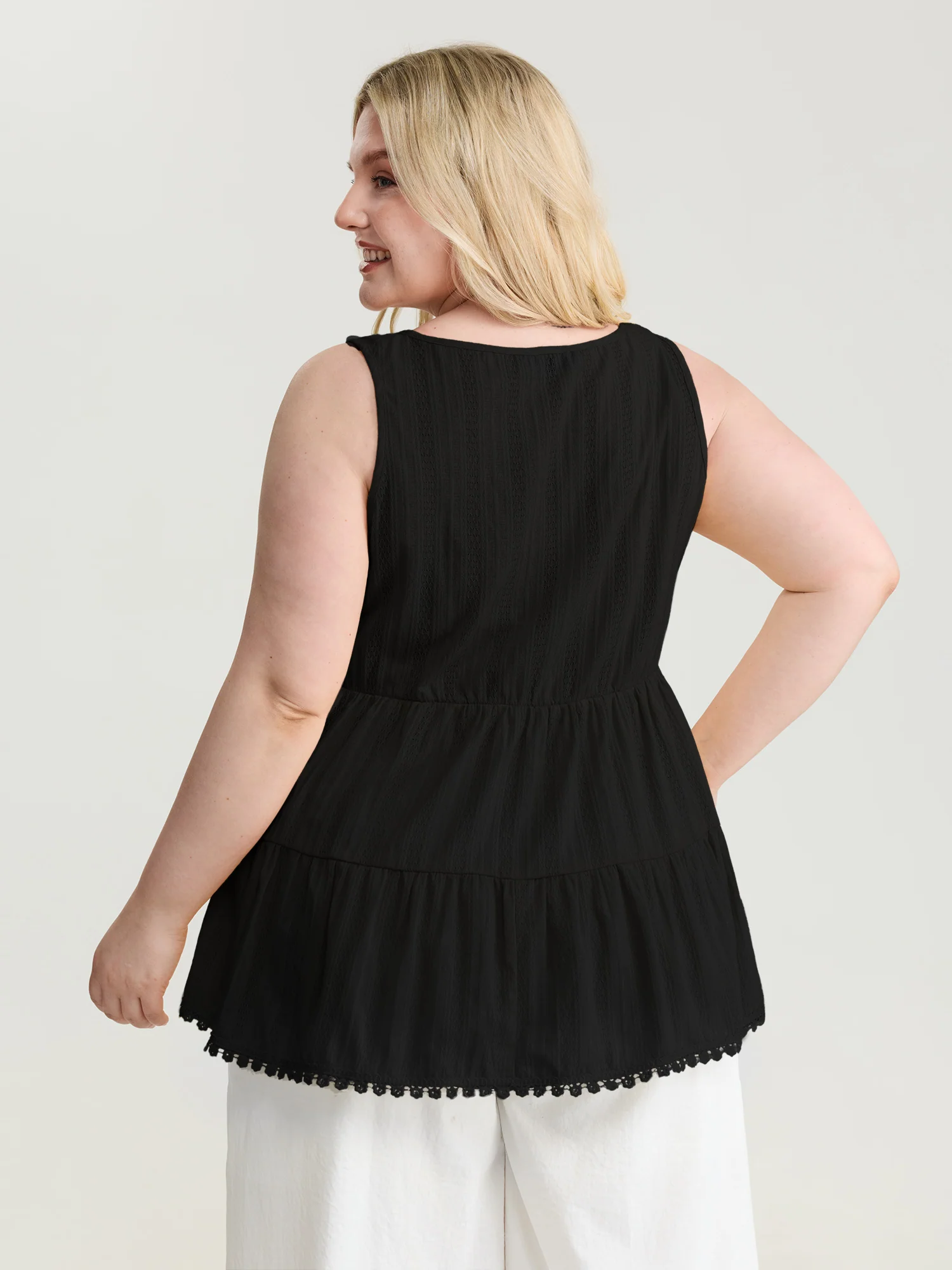 Pure Cotton Textured Tiered Tank Top - Image 11