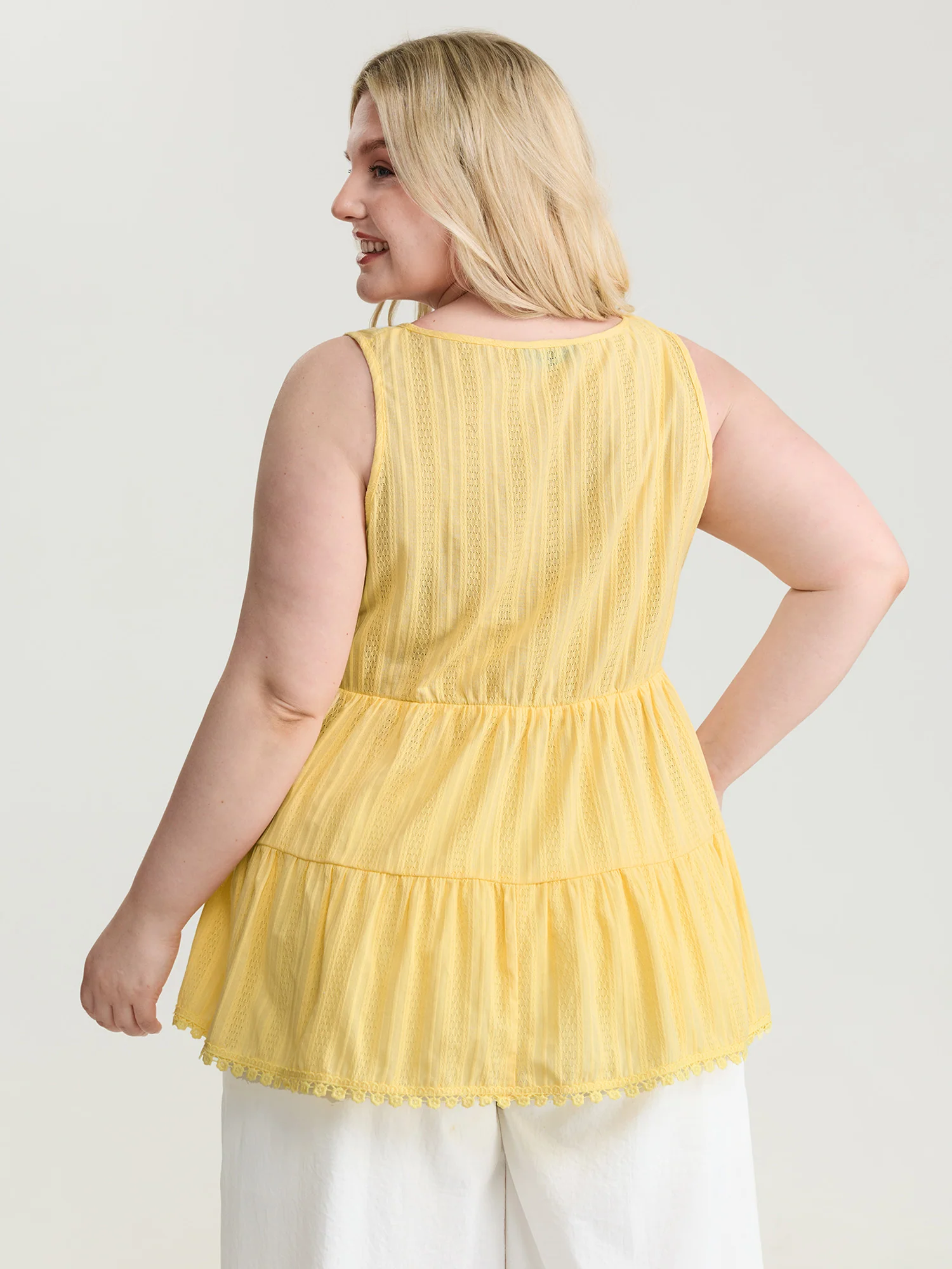Pure Cotton Textured Tiered Tank Top - Image 4