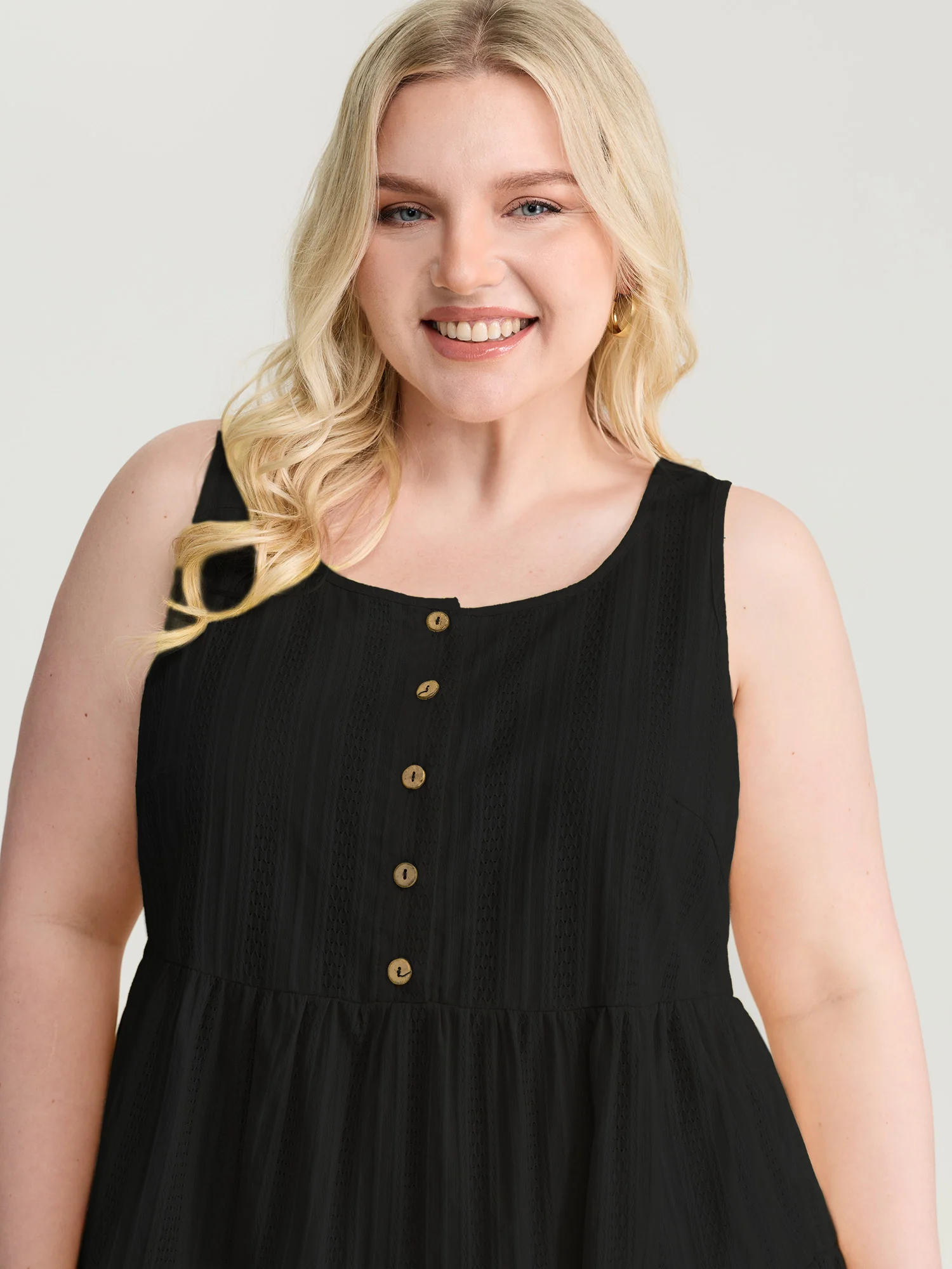 Pure Cotton Textured Tiered Tank Top - Image 9