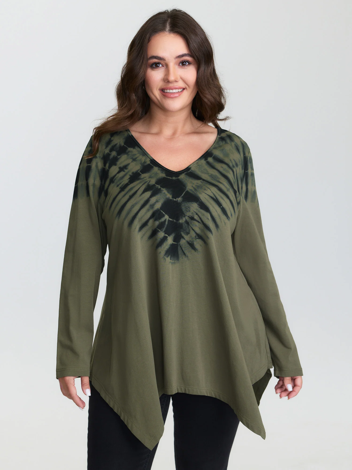Pure Cotton Tie-Dye Asymmetrical Hem T-Shirt - Image 2