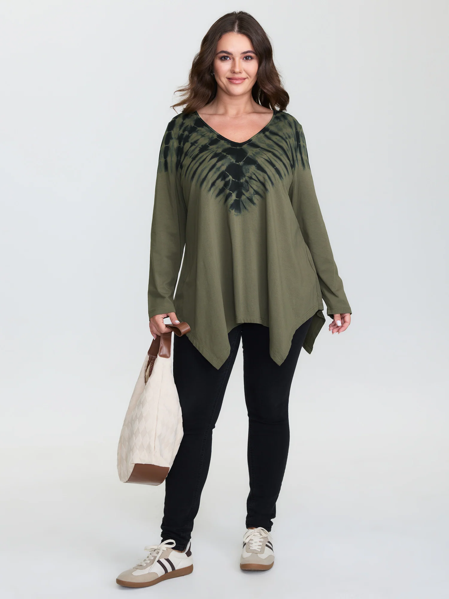 Pure Cotton Tie-Dye Asymmetrical Hem T-Shirt - Image 3