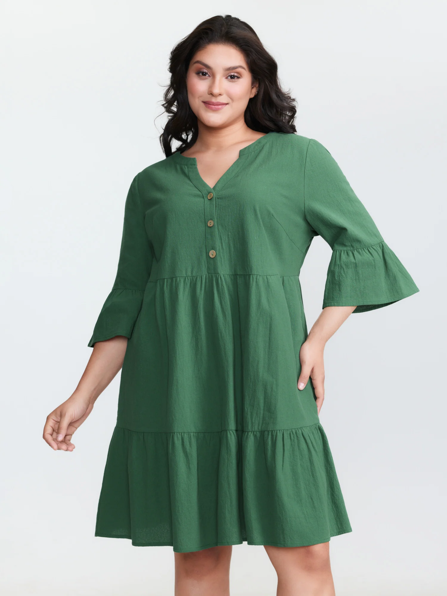 Pure Cotton Tiered Mini Dress - Image 3
