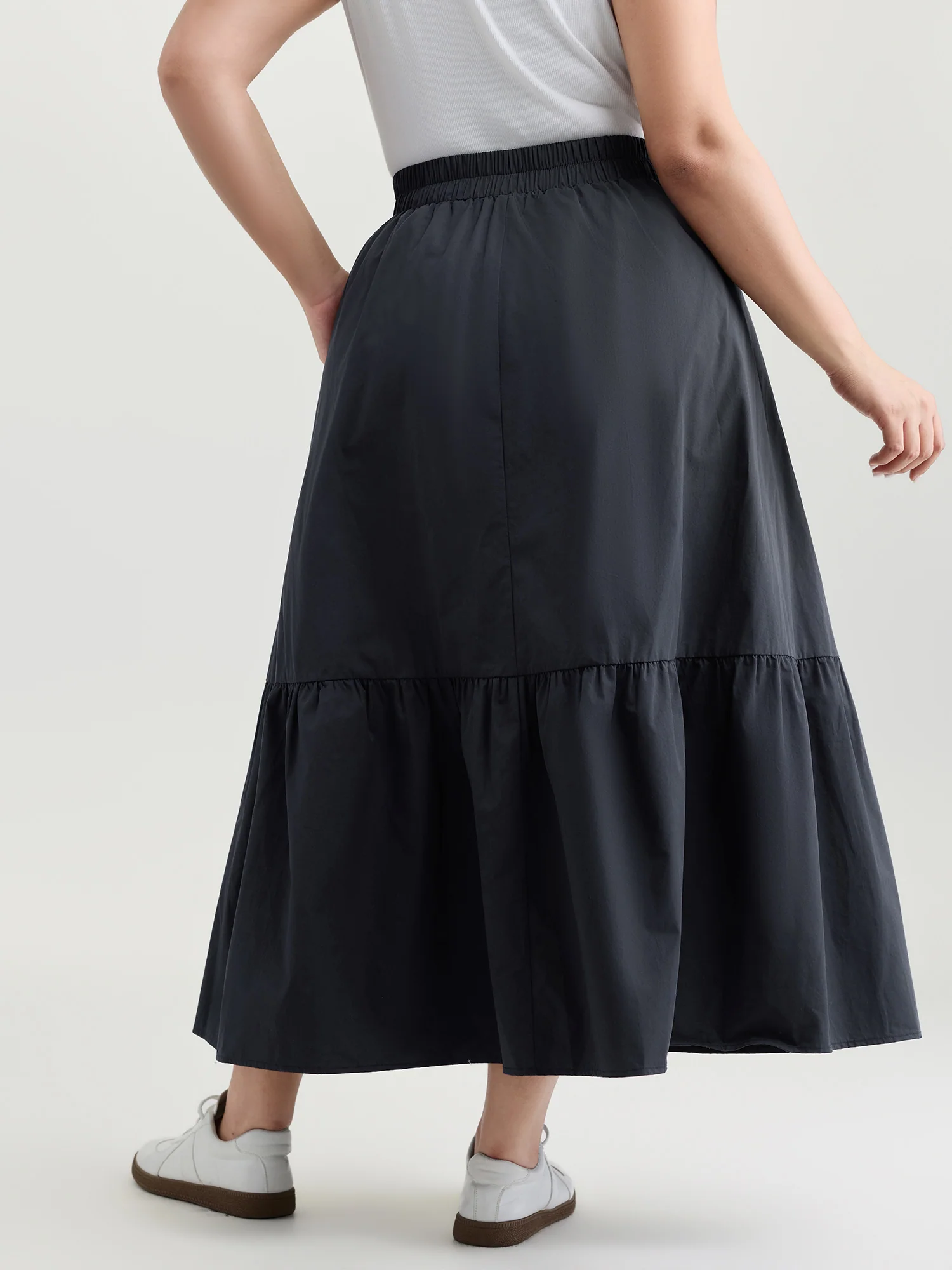 Pure Cotton Tiered Wide-Waistband Maxi Skirt - Image 5