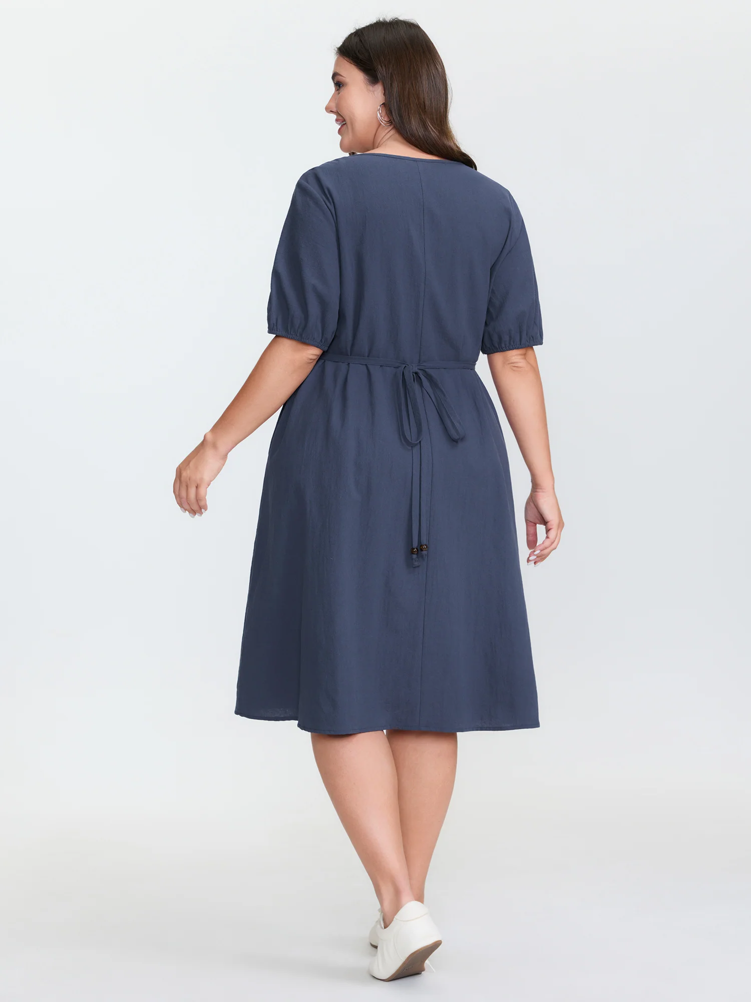 Pure Cotton Toothpick Pleat Mini Dress - Image 4