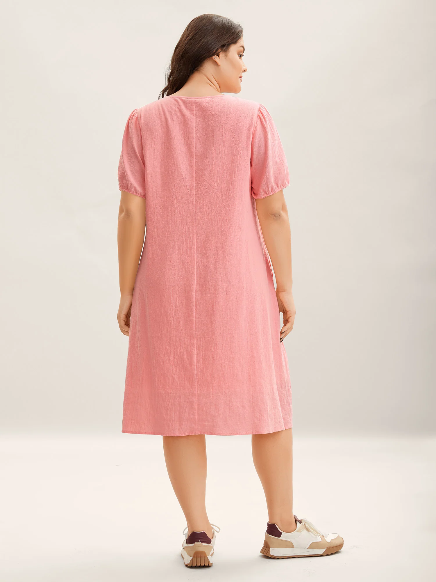 Pure Cotton Toothpick Pleat Pockets Shirt Dress - Image 4