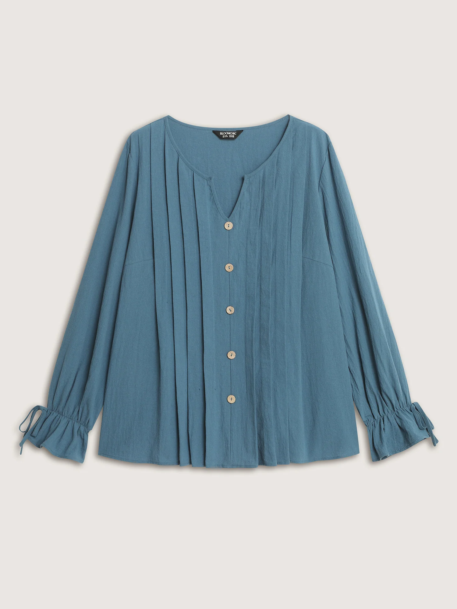Pure Cotton Toothpick Pleat Tie Blouse - Image 8