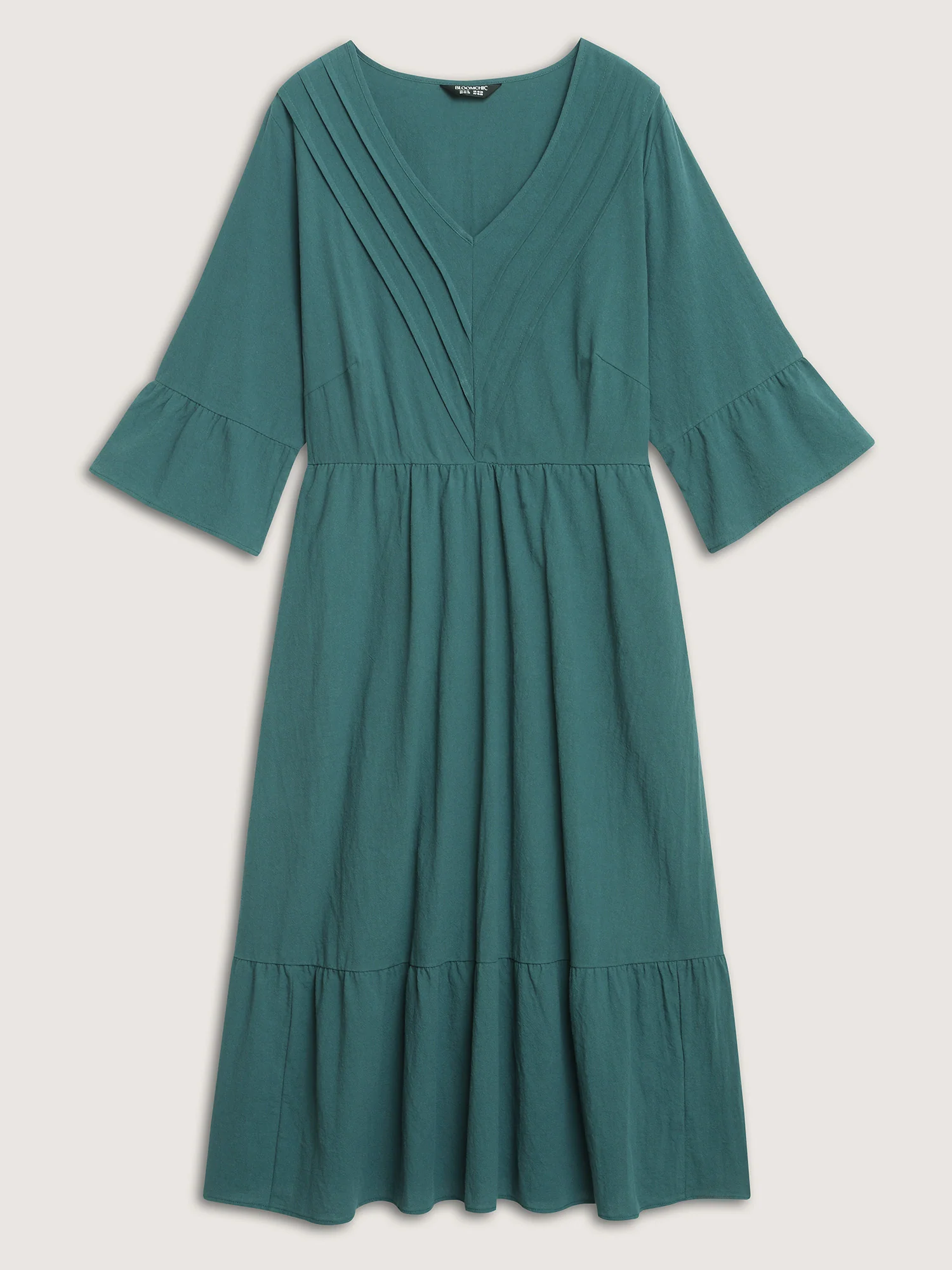 Pure Cotton Toothpick Pleats Tiered Midi Dress - Image 7