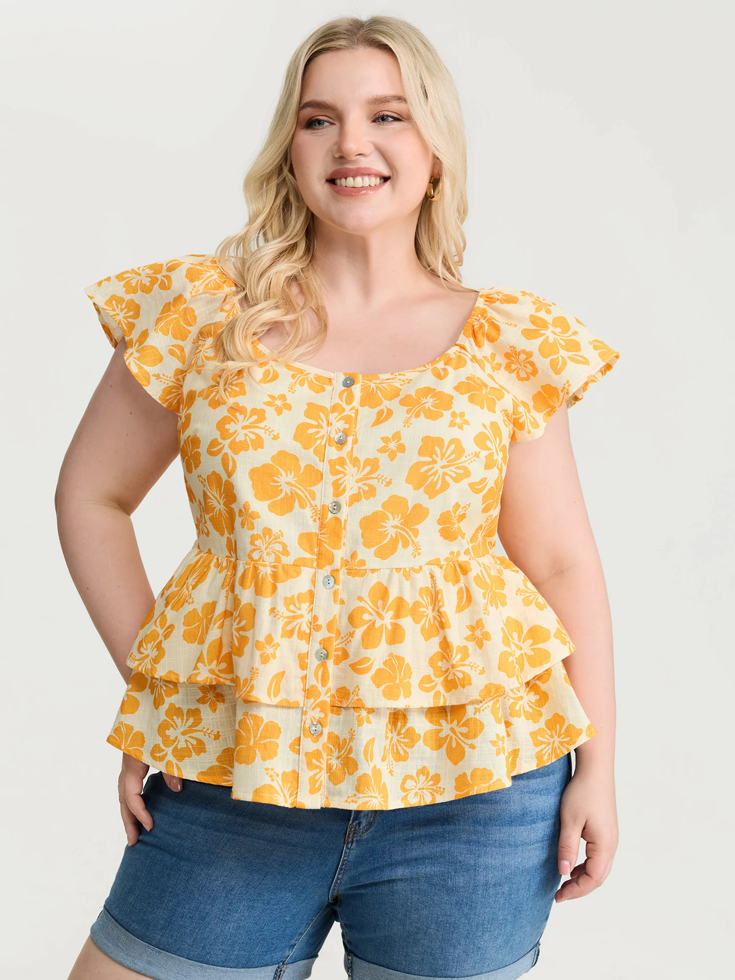 Pure Cotton Vibrant Floral Layered Blouse - Image 2