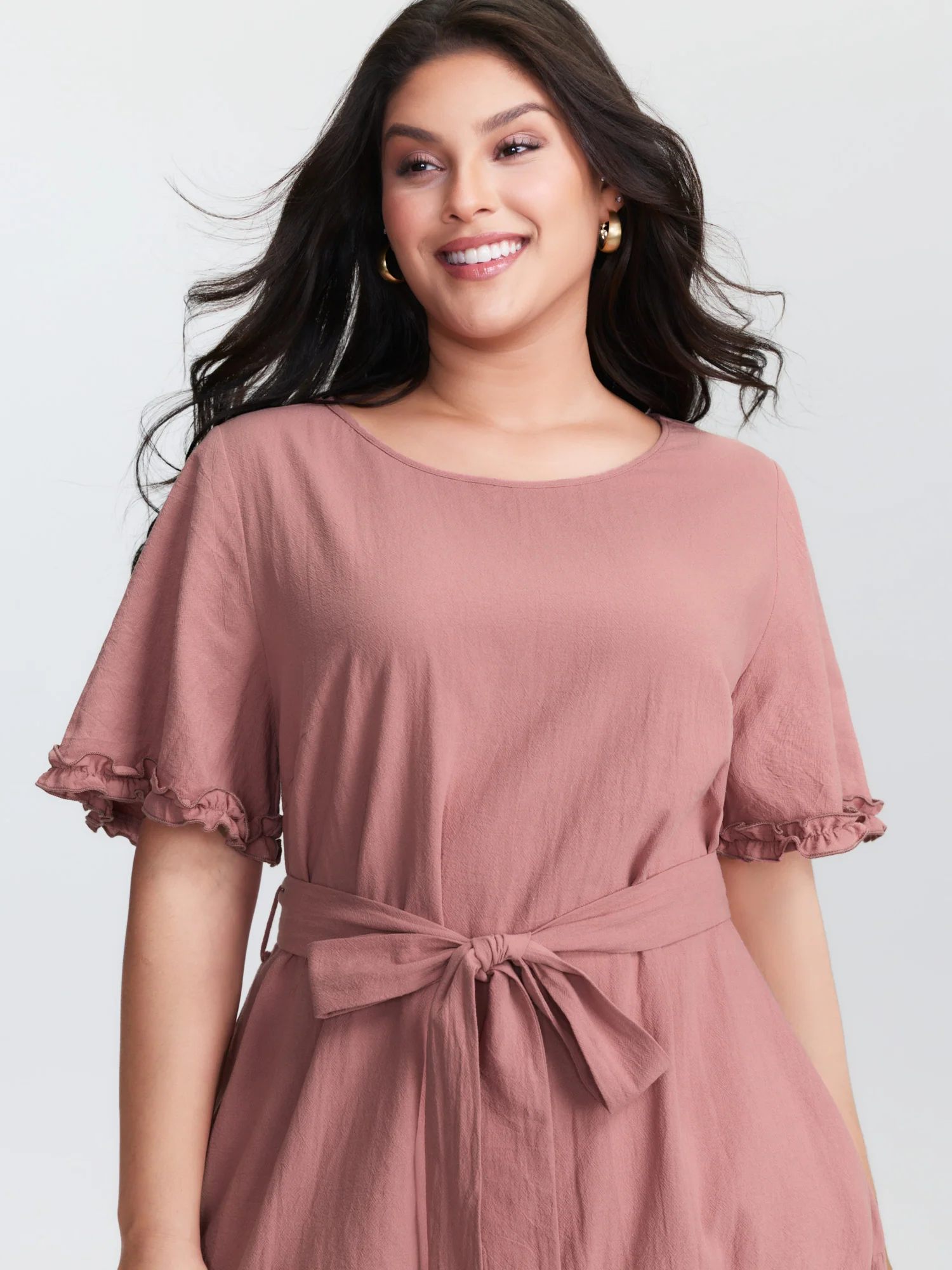 Pure Cotton Waist-Tie Mini Dress - Image 2