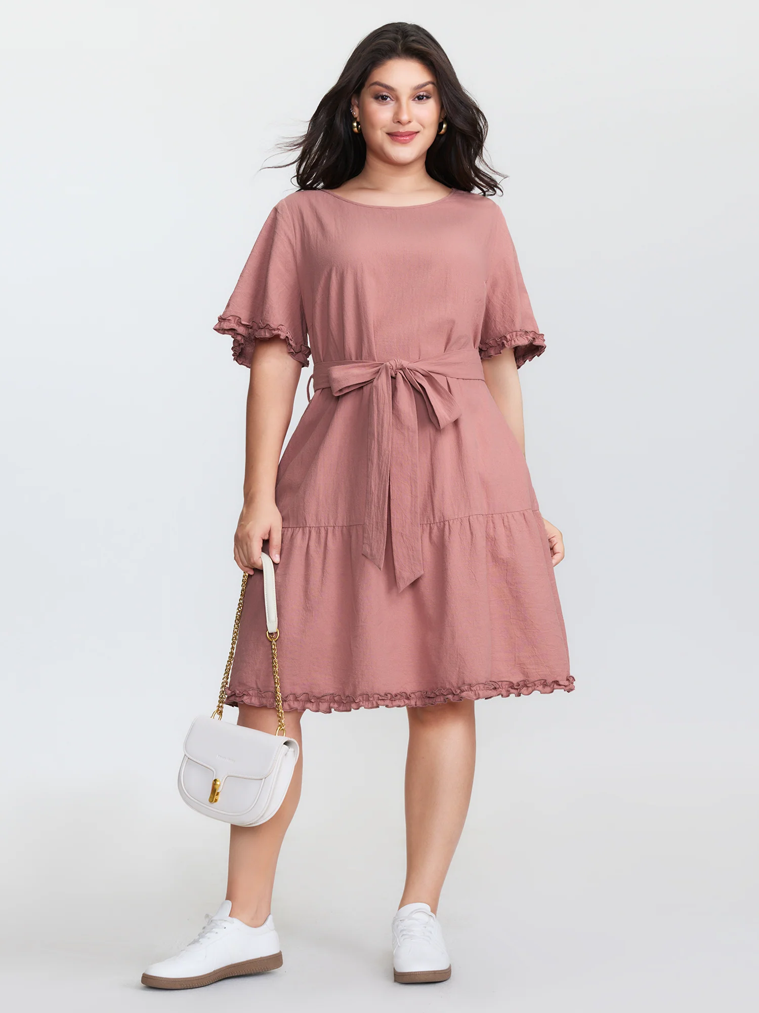 Pure Cotton Waist-Tie Mini Dress - Image 3