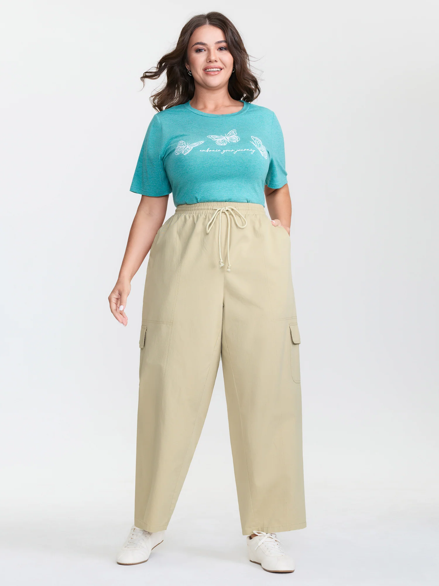 Pure Cotton Washed Drawstring Pants - Image 2
