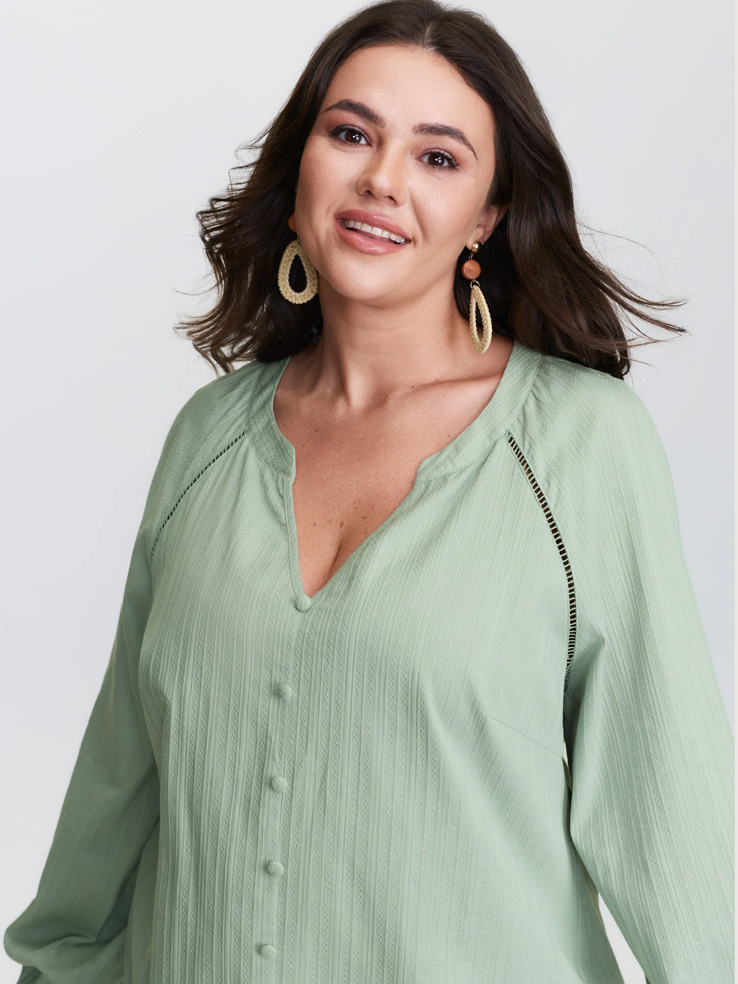 Pure Cotton Webbing Cut-Out Blouse - Image 2
