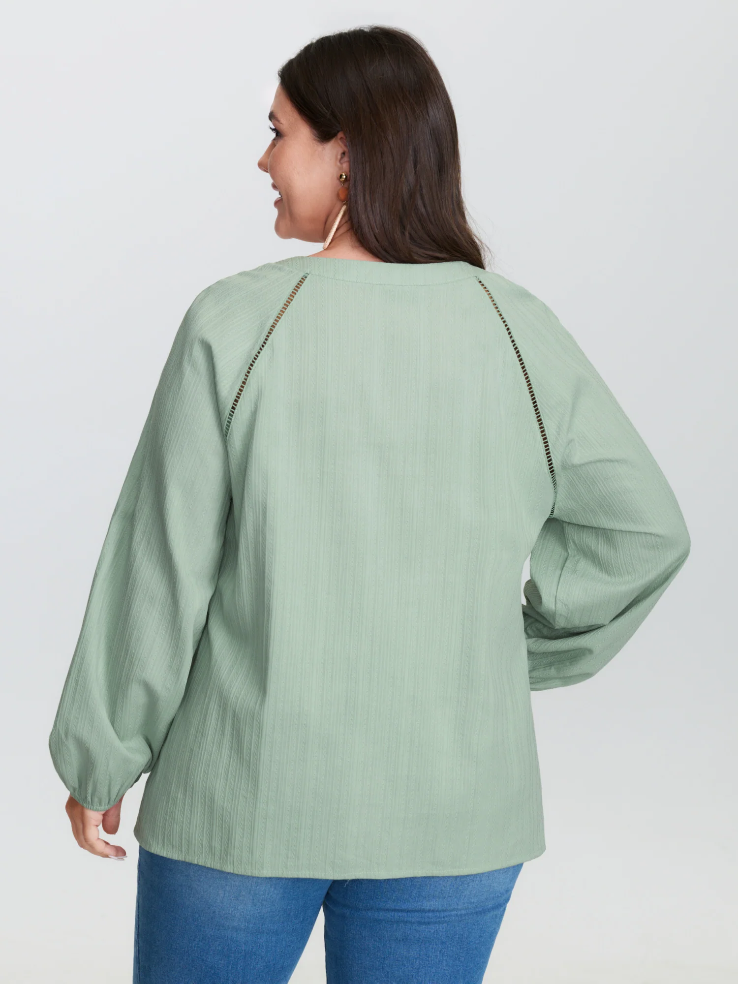Pure Cotton Webbing Cut-Out Blouse - Image 4