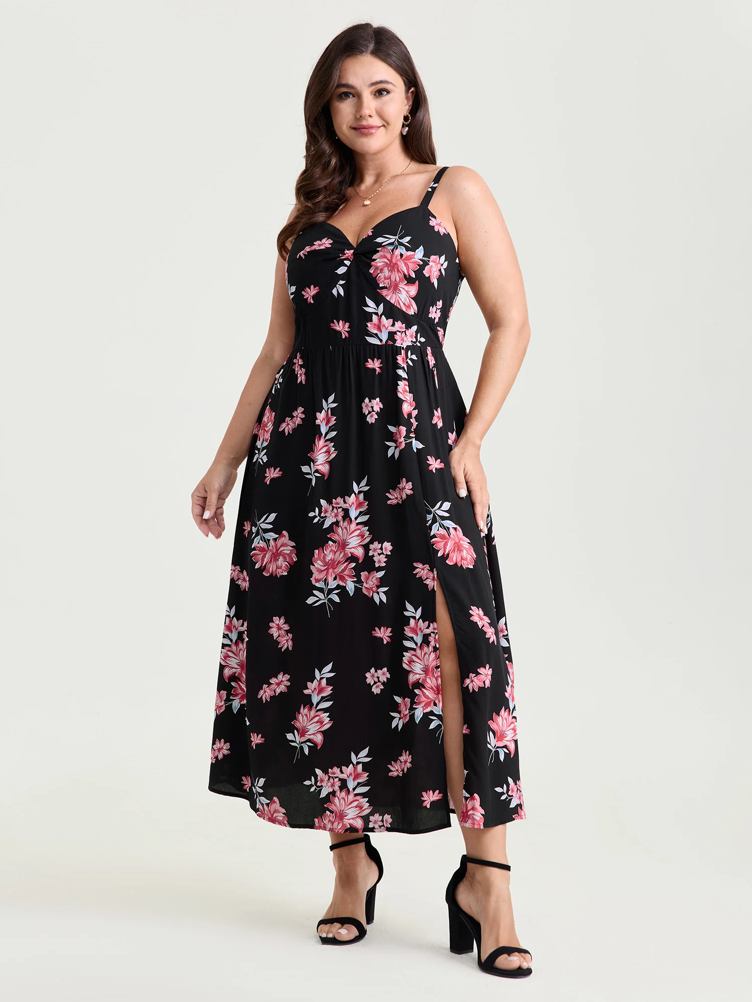 Pure Floral Romance Twist-Front Midi Dress - Image 3