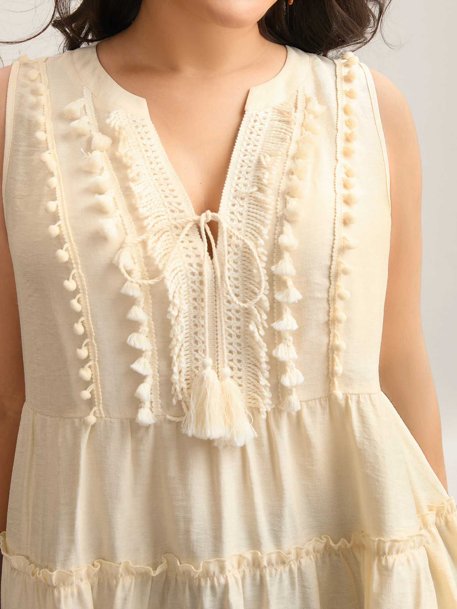Pure Textured Tassels Tiered Tank Top - Image 2
