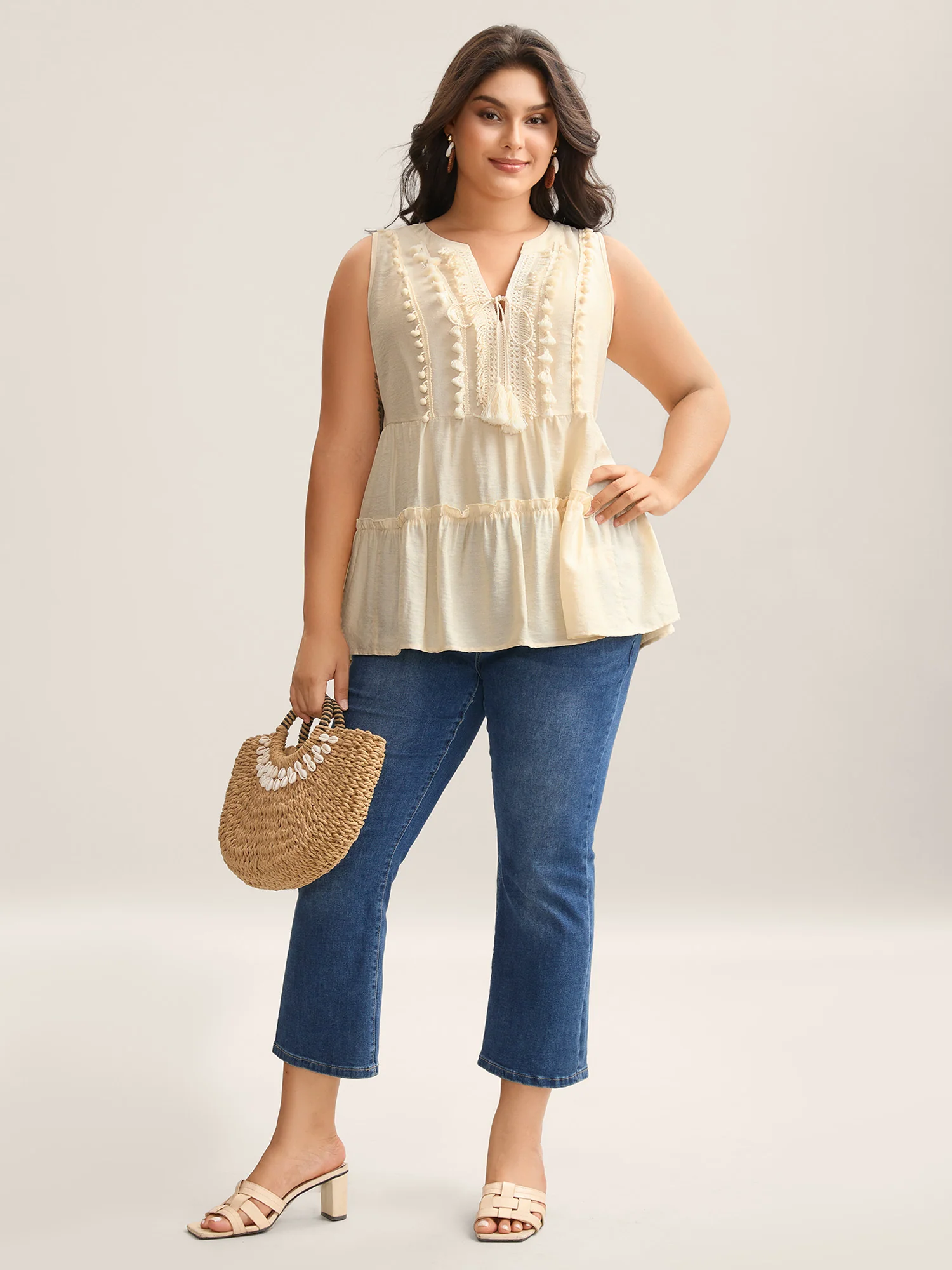 Pure Textured Tassels Tiered Tank Top - Image 4