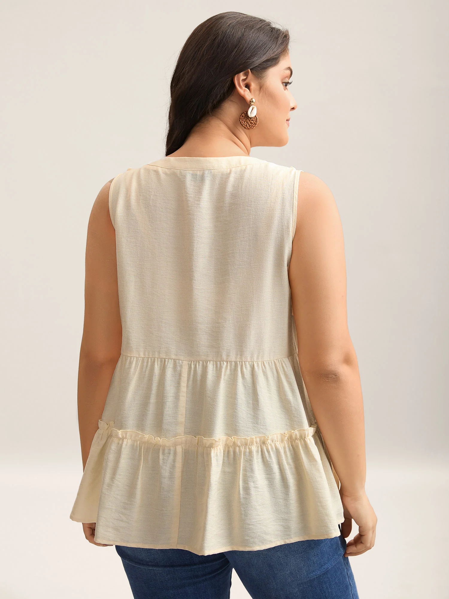 Pure Textured Tassels Tiered Tank Top - Image 5