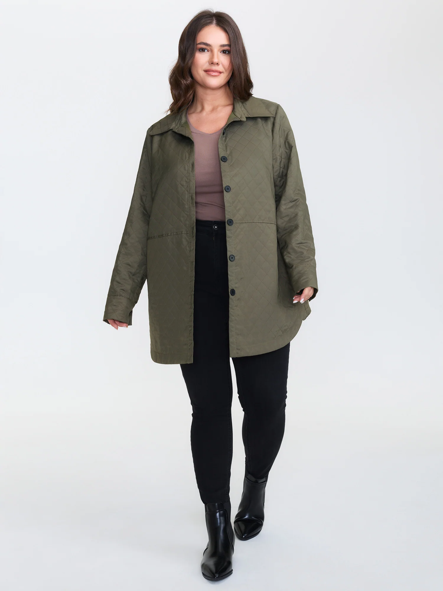 Quilted Button-Front Solid Coat - Image 4