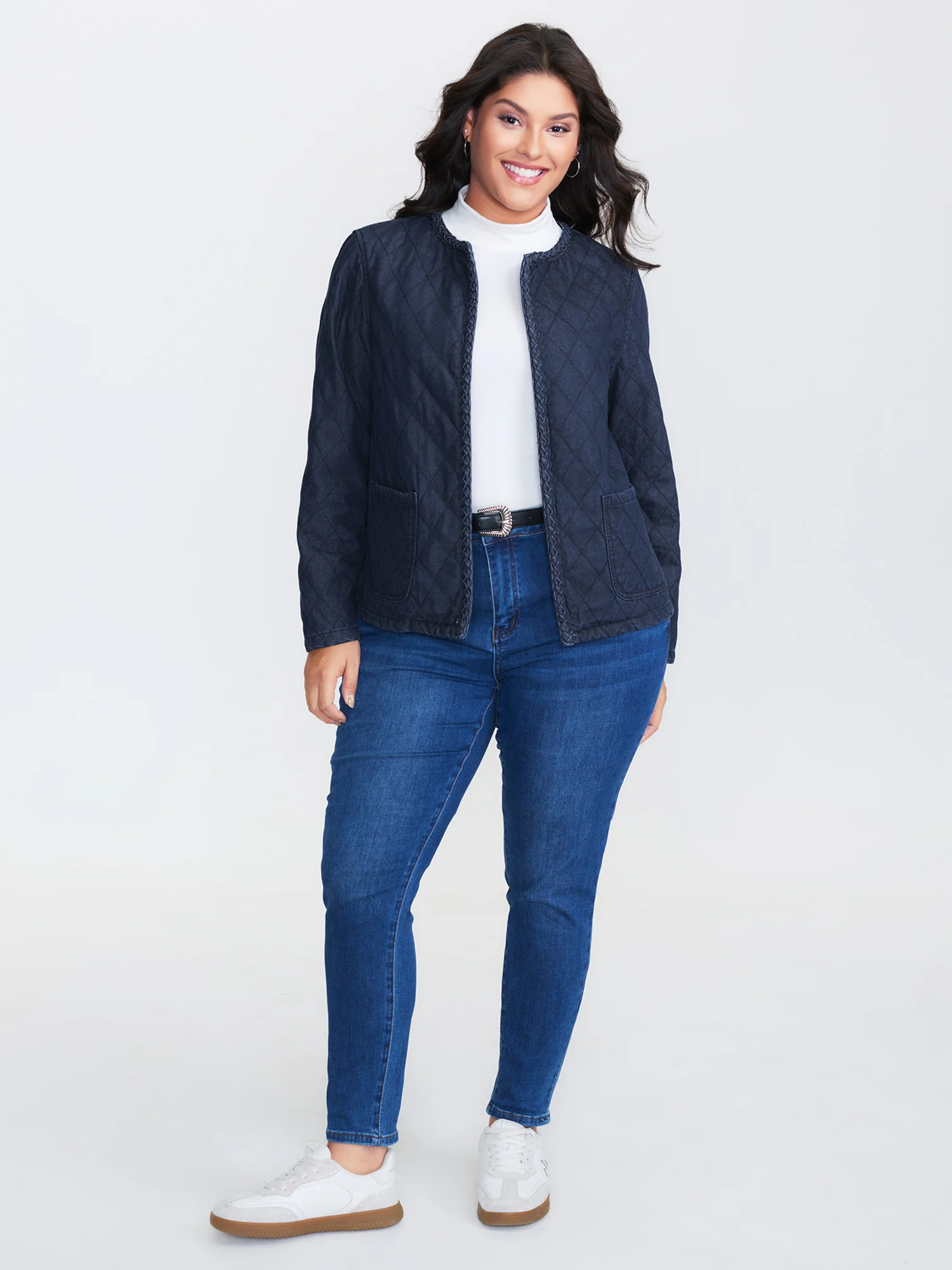 Quilted Contrast Edge Denim Jacket - Image 2