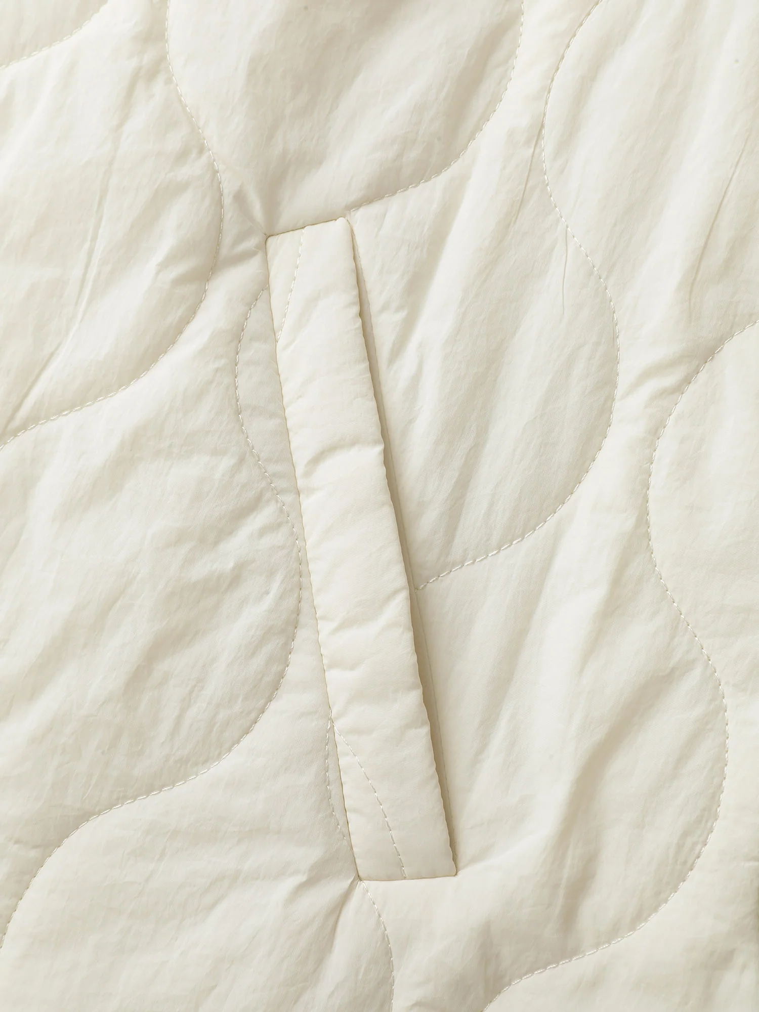 Quilted Cotton Button Round Neck Jacket - Image 6