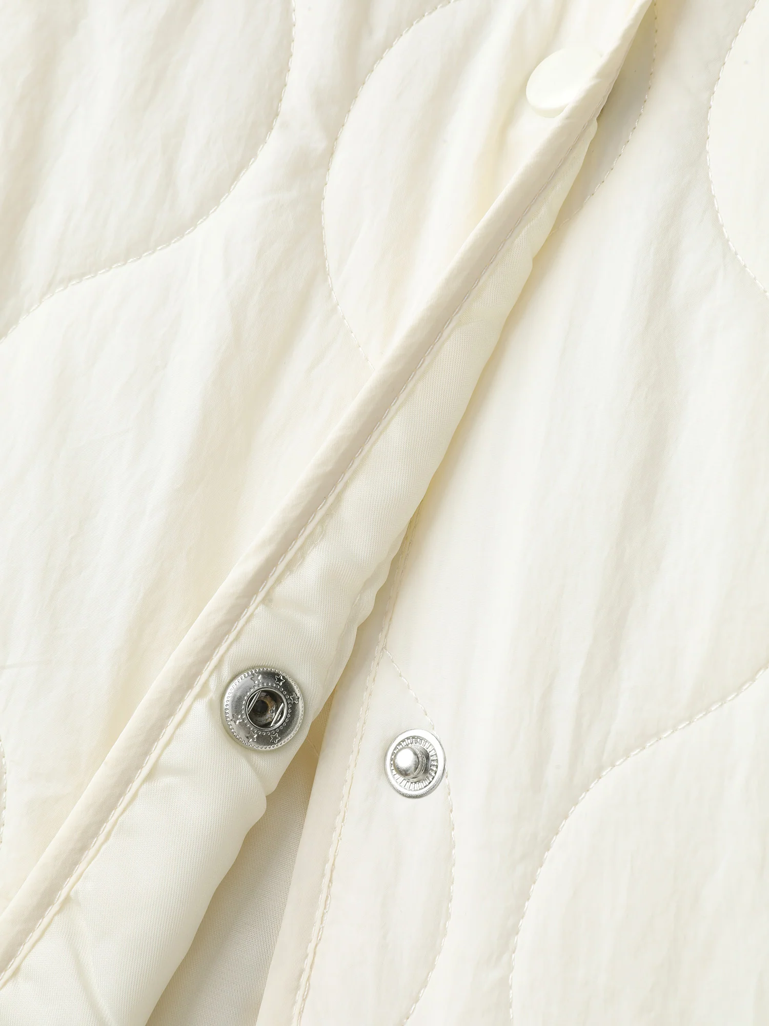 Quilted Cotton Button Round Neck Jacket - Image 7