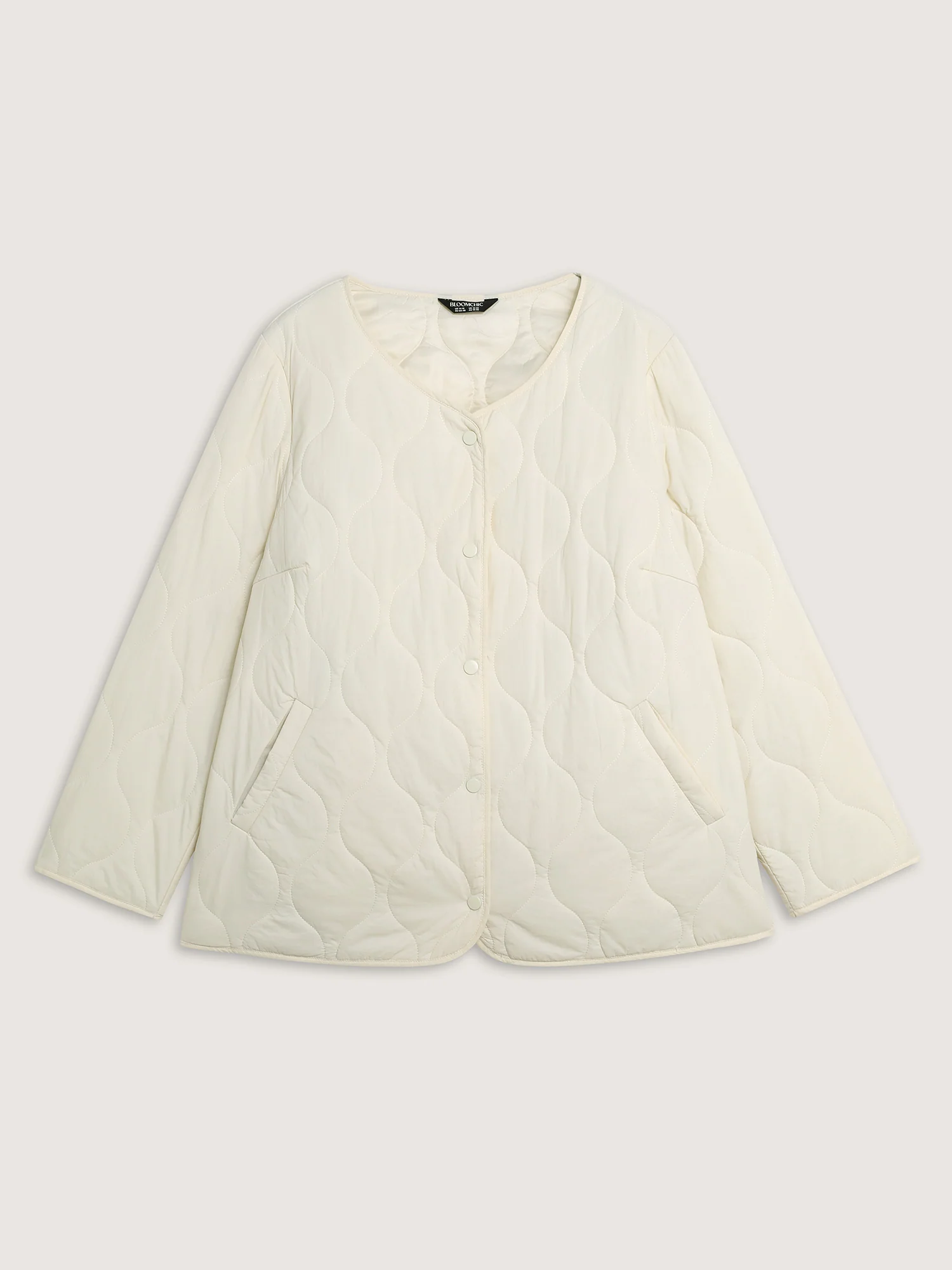 Quilted Cotton Button Round Neck Jacket - Image 8