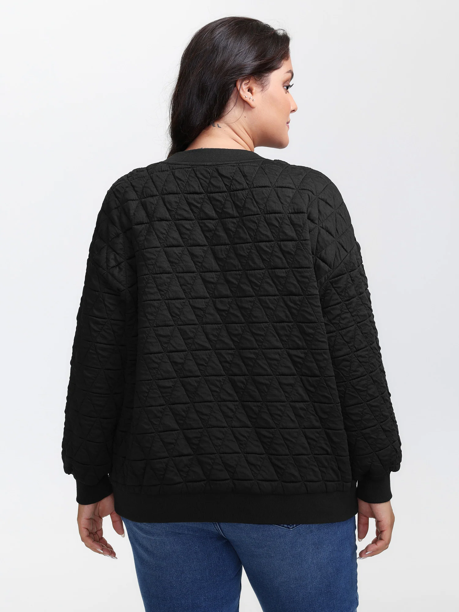 Quilted Cotton Placket Button Sweatshirt - Image 4