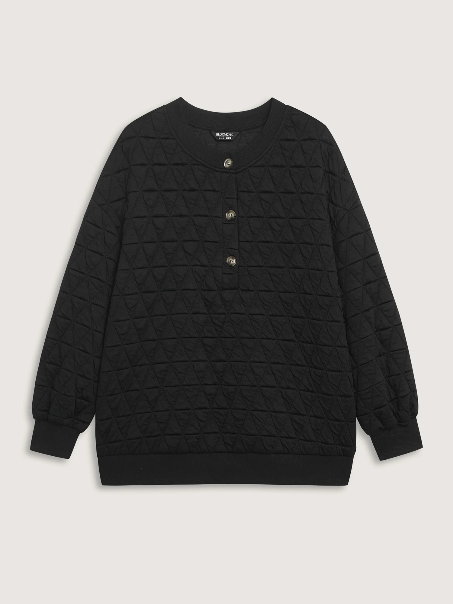 Quilted Cotton Placket Button Sweatshirt - Image 8