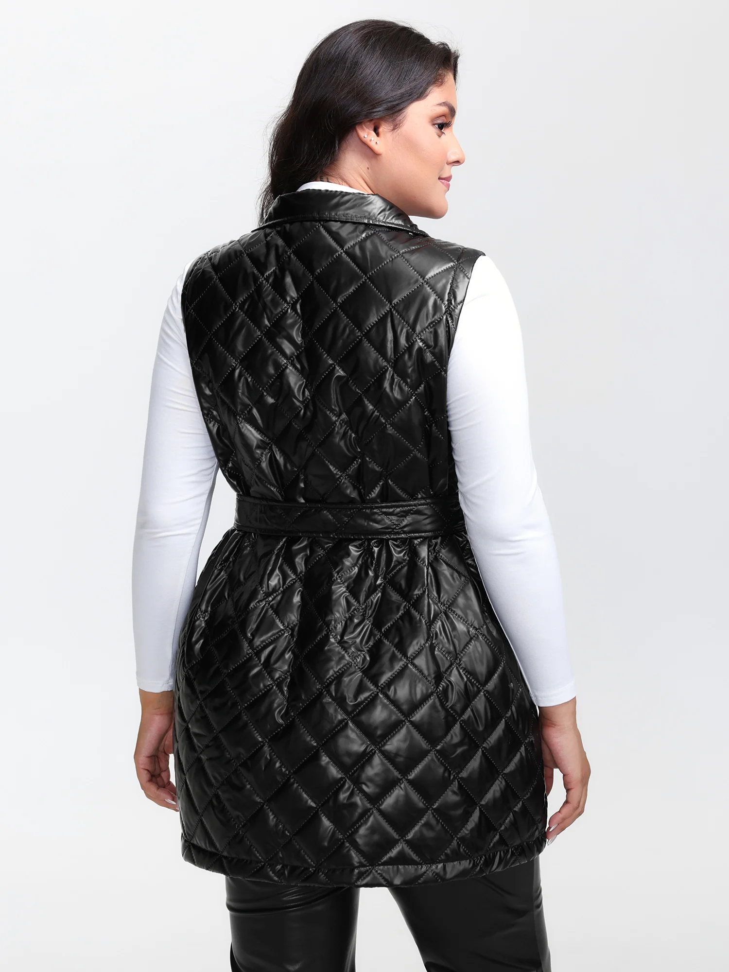 Quilted Cotton Waist-Tie Vest - Image 6