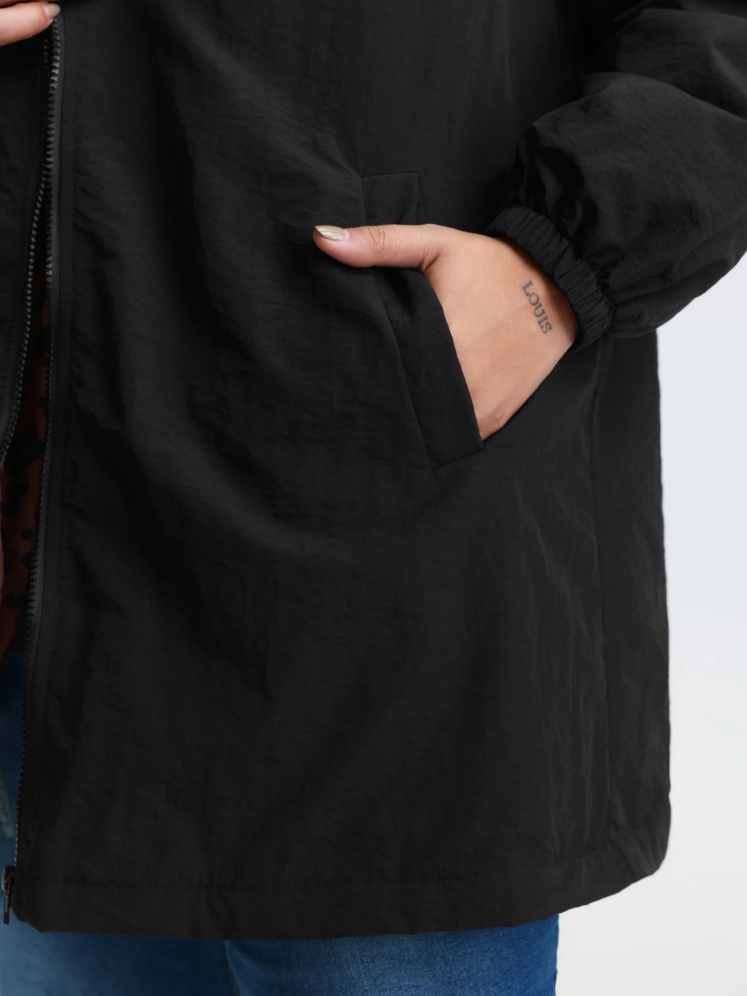 Quilted Mixed Material Hooded Jacket - Image 4