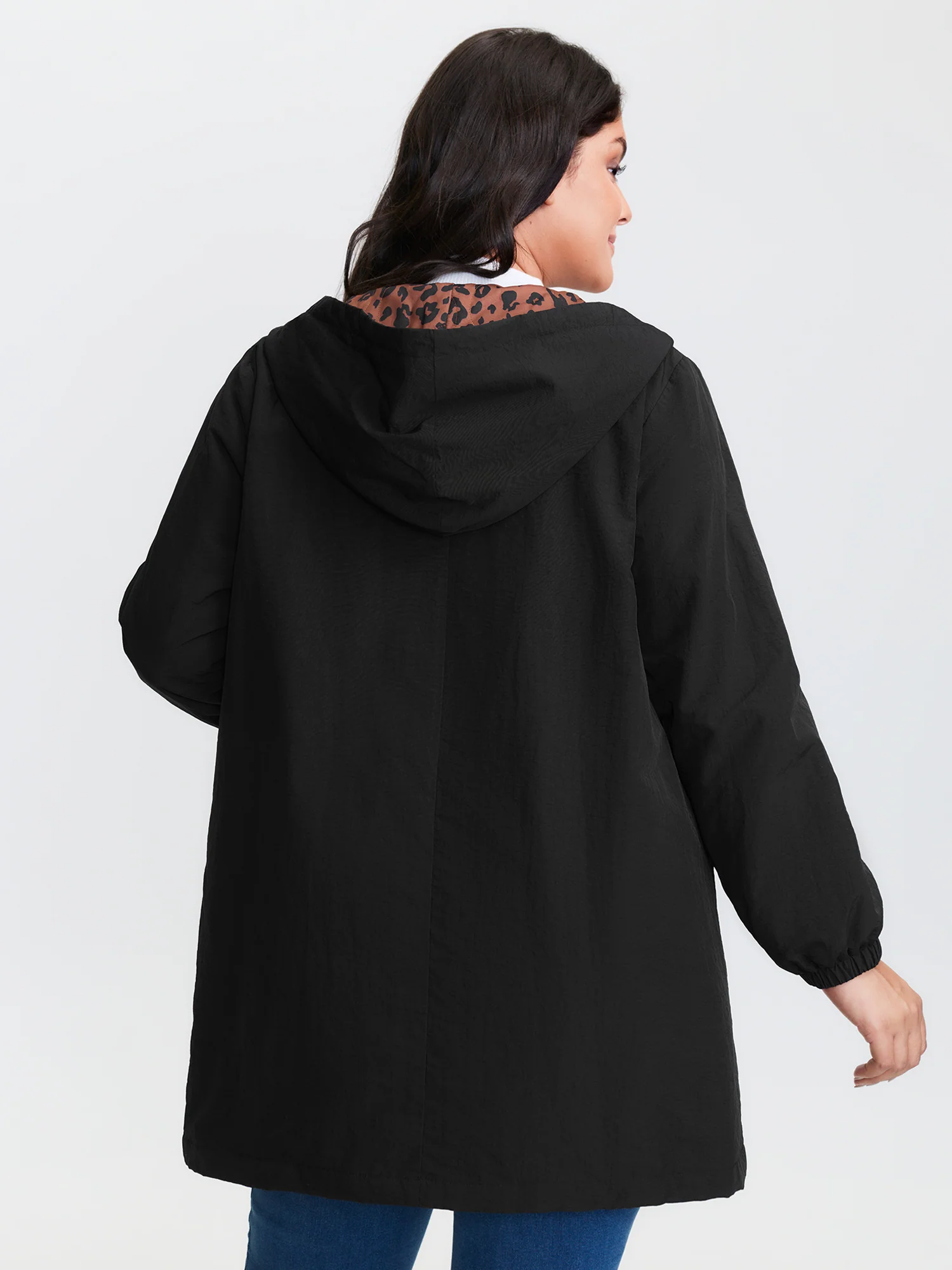 Quilted Mixed Material Hooded Jacket - Image 6