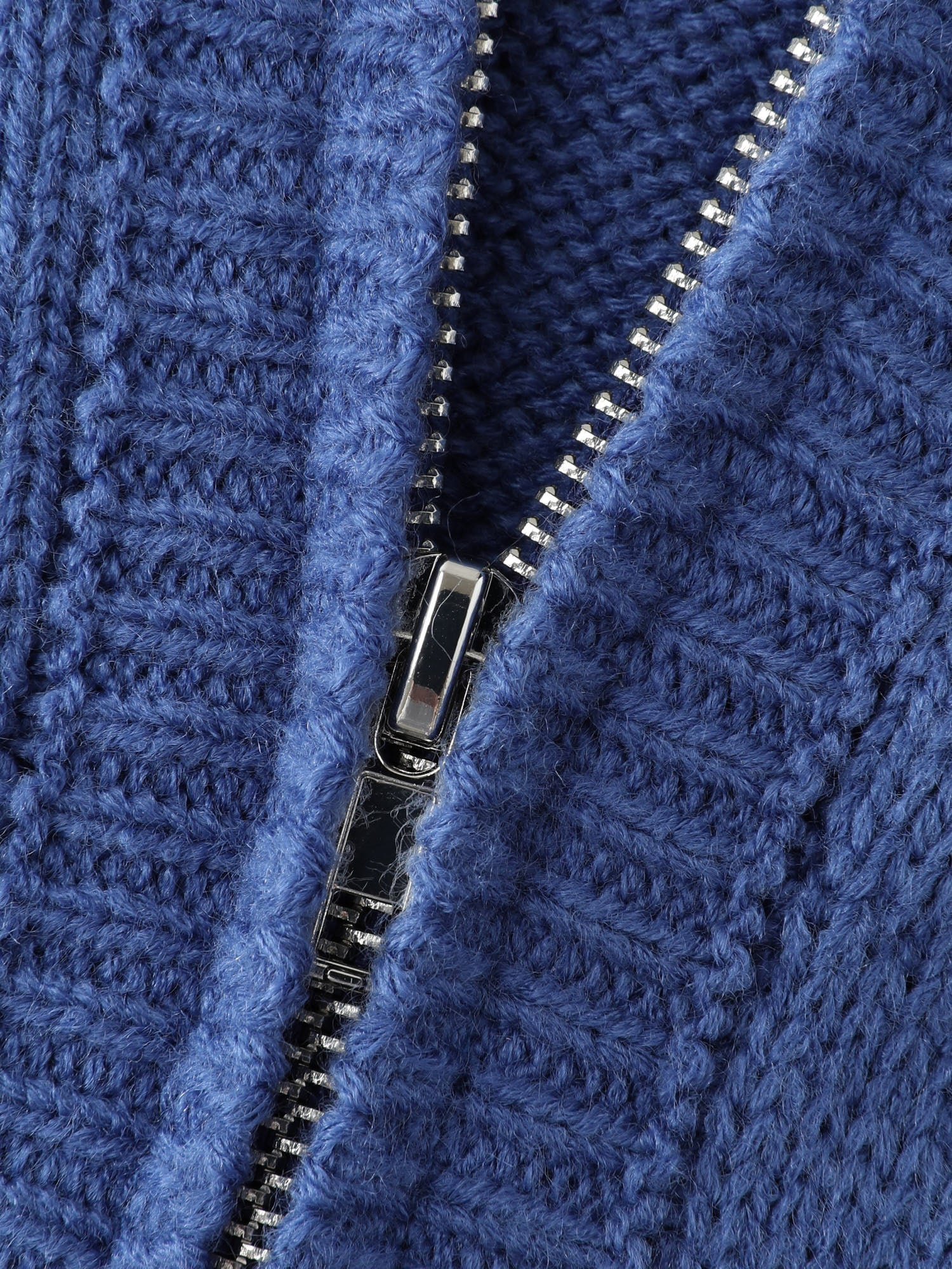 Rabbit Pattern Zipper Baseball Collar Knit Cardigan - Image 7