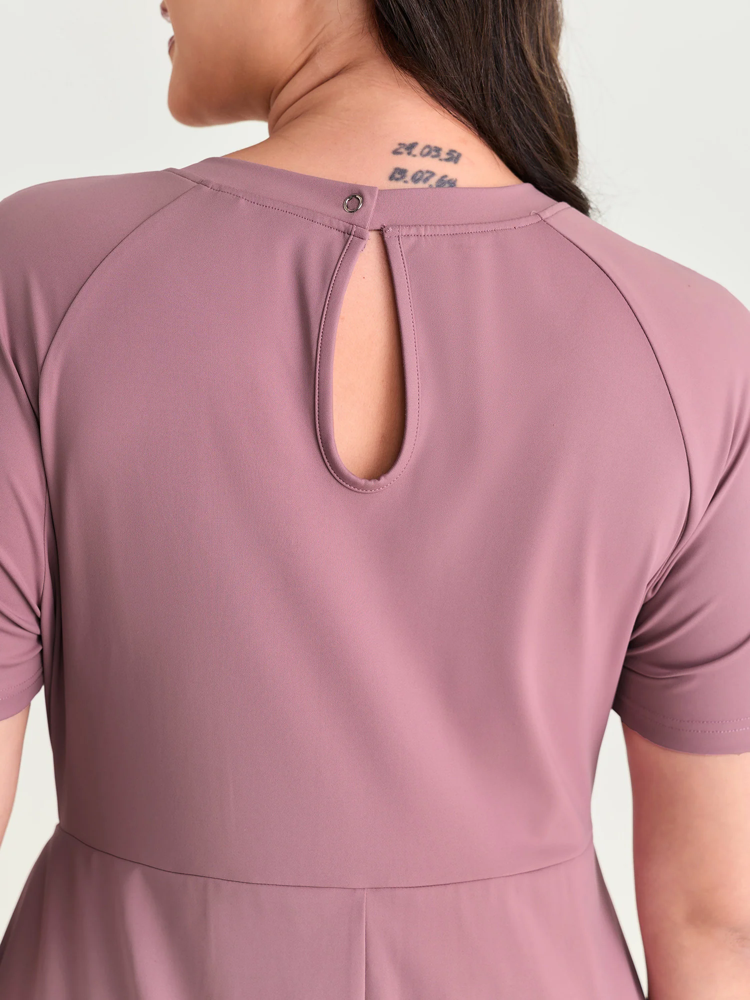 Raglan Sleeve Plain Round Neck Mini Dress - Image 5
