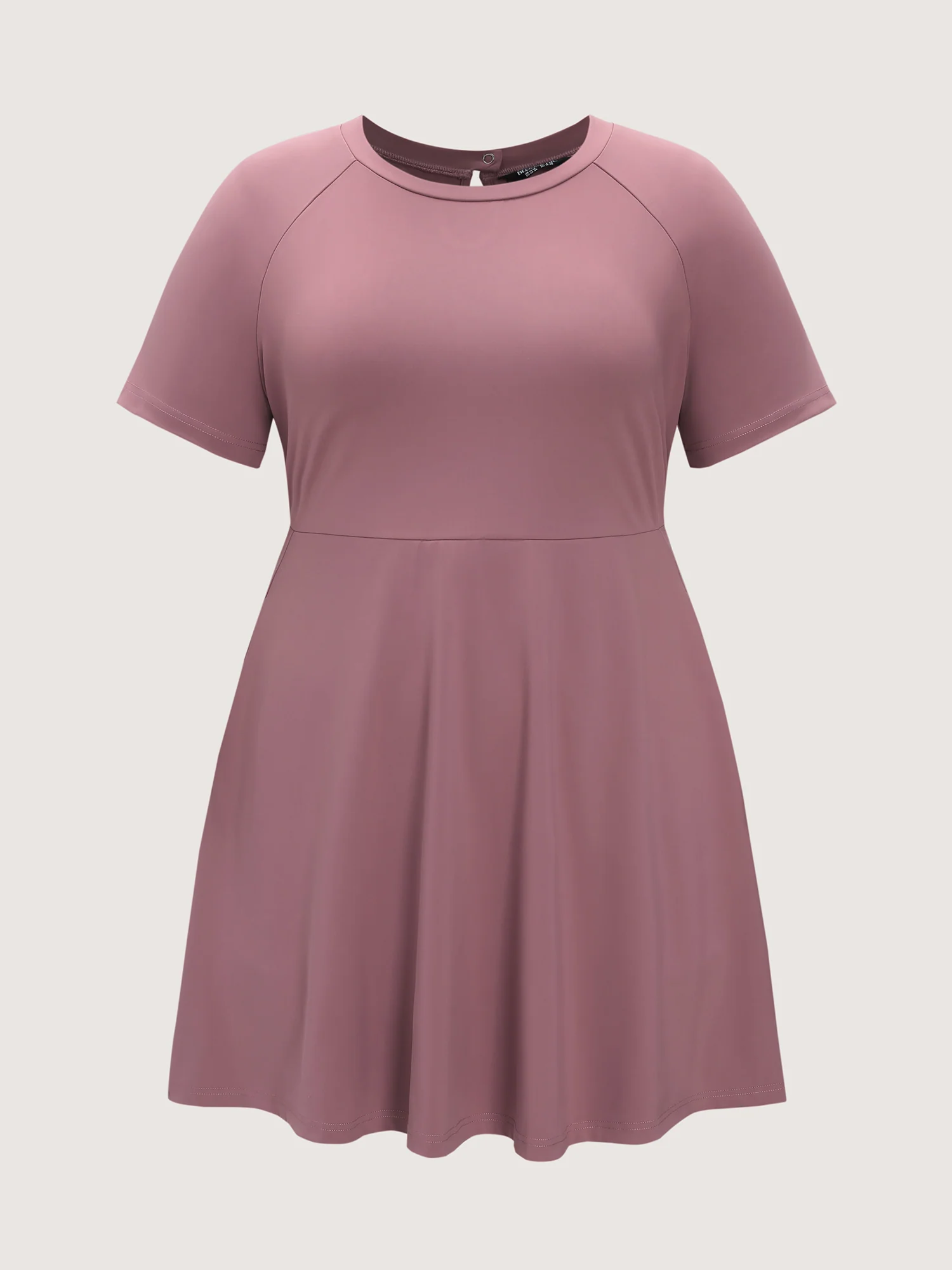 Raglan Sleeve Plain Round Neck Mini Dress - Image 7