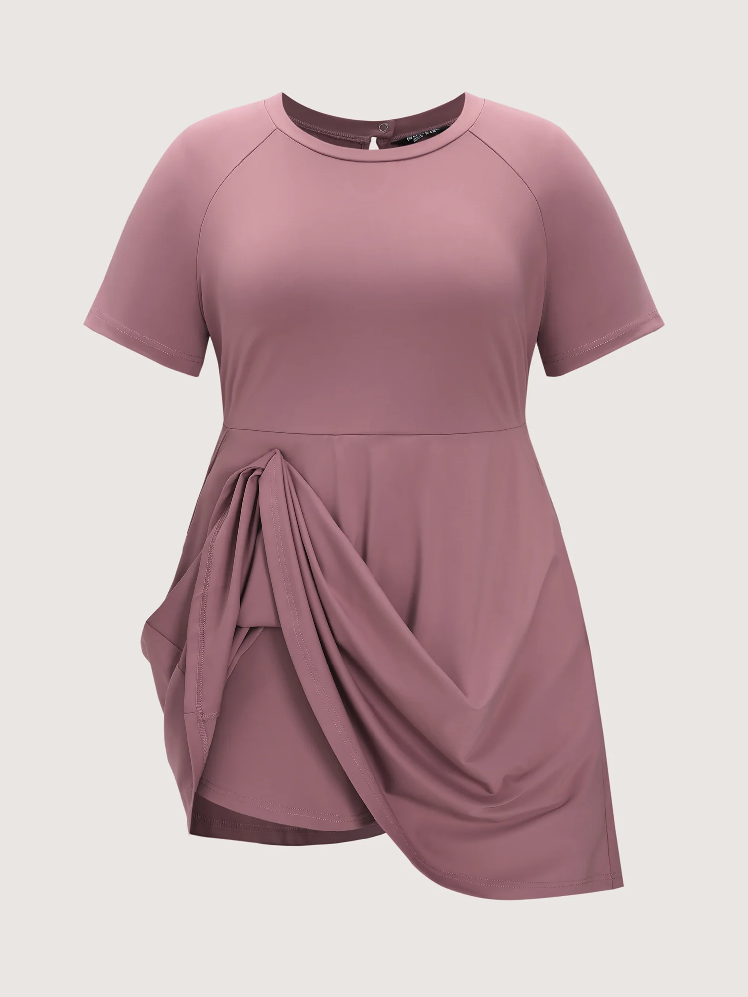 Raglan Sleeve Plain Round Neck Mini Dress - Image 8