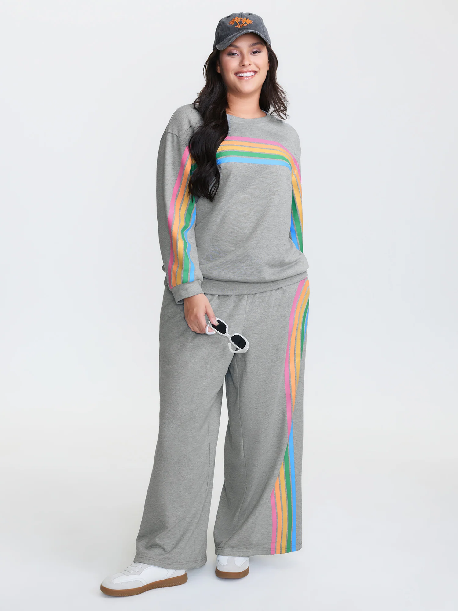 Rainbow Print Drawstring Wide-Leg Sweatpants - Image 2