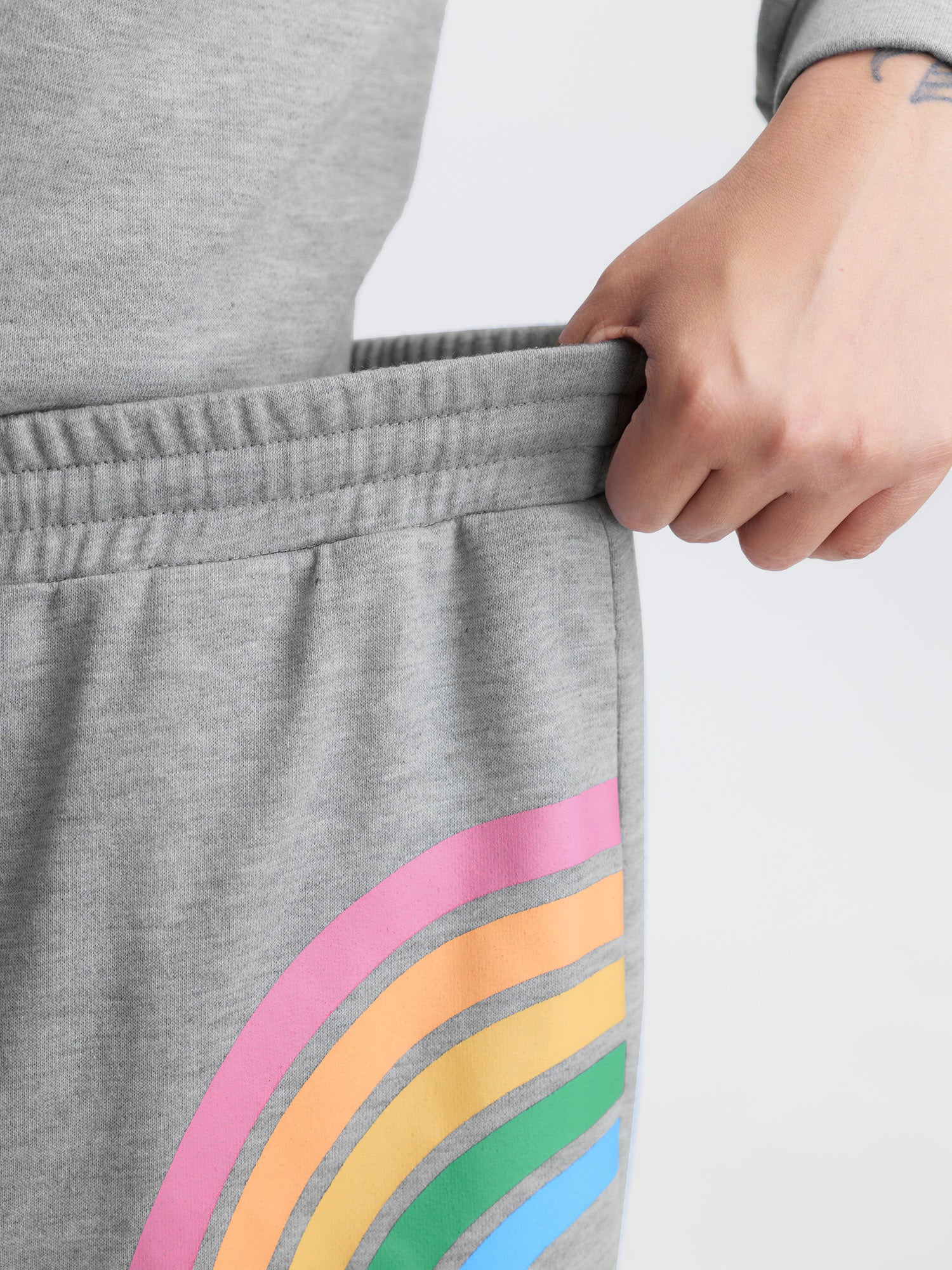 Rainbow Print Drawstring Wide-Leg Sweatpants - Image 3