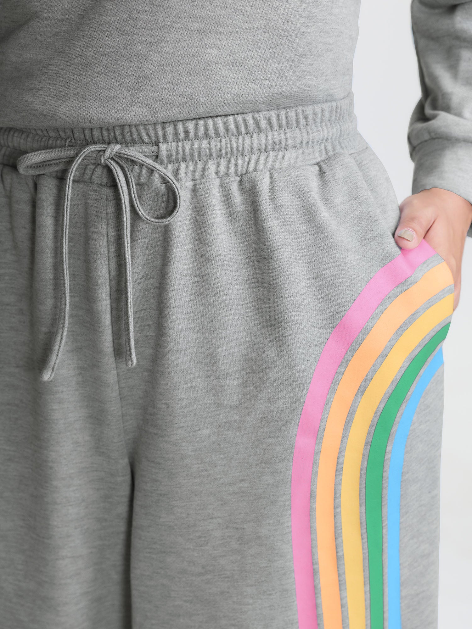 Rainbow Print Drawstring Wide-Leg Sweatpants - Image 4