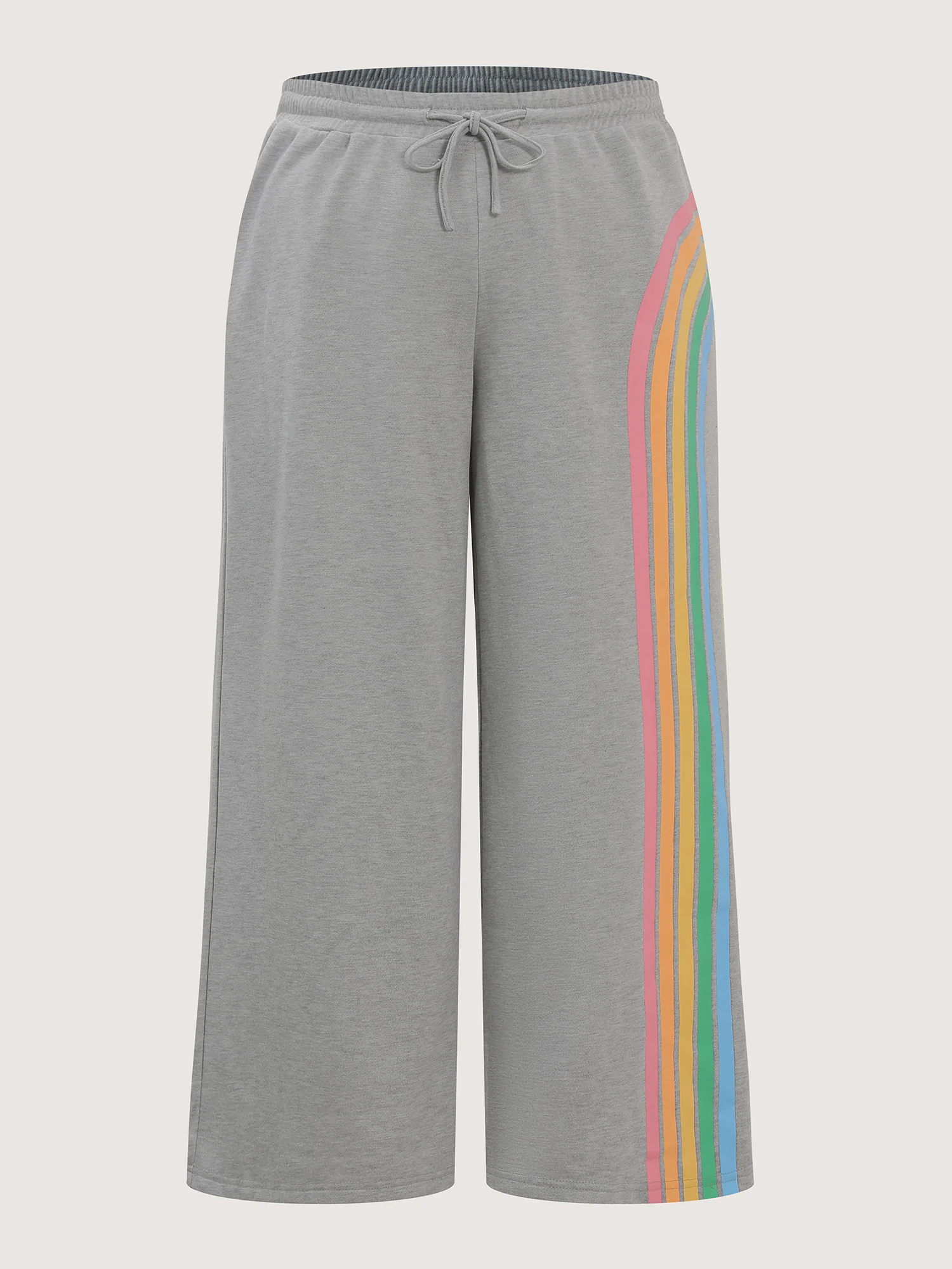 Rainbow Print Drawstring Wide-Leg Sweatpants - Image 8