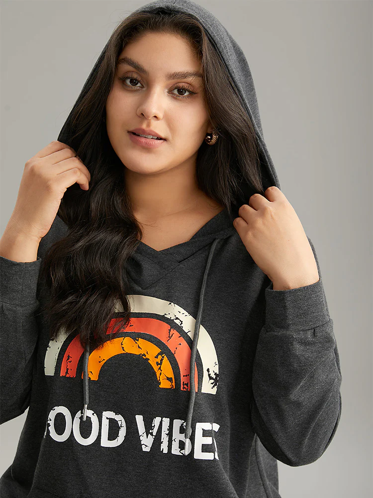 Rainbow Print Kangaroo Pocket Hooded Sweatshirt - Image 4