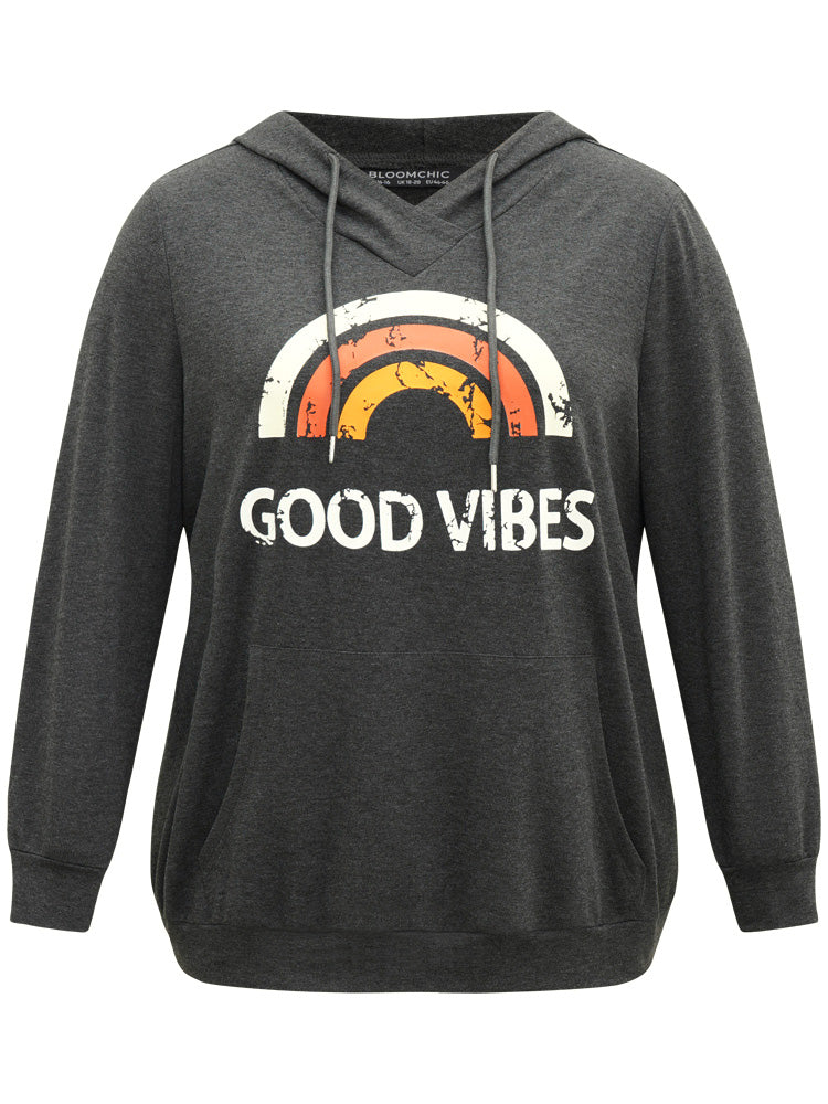 Rainbow Print Kangaroo Pocket Hooded Sweatshirt - Image 5