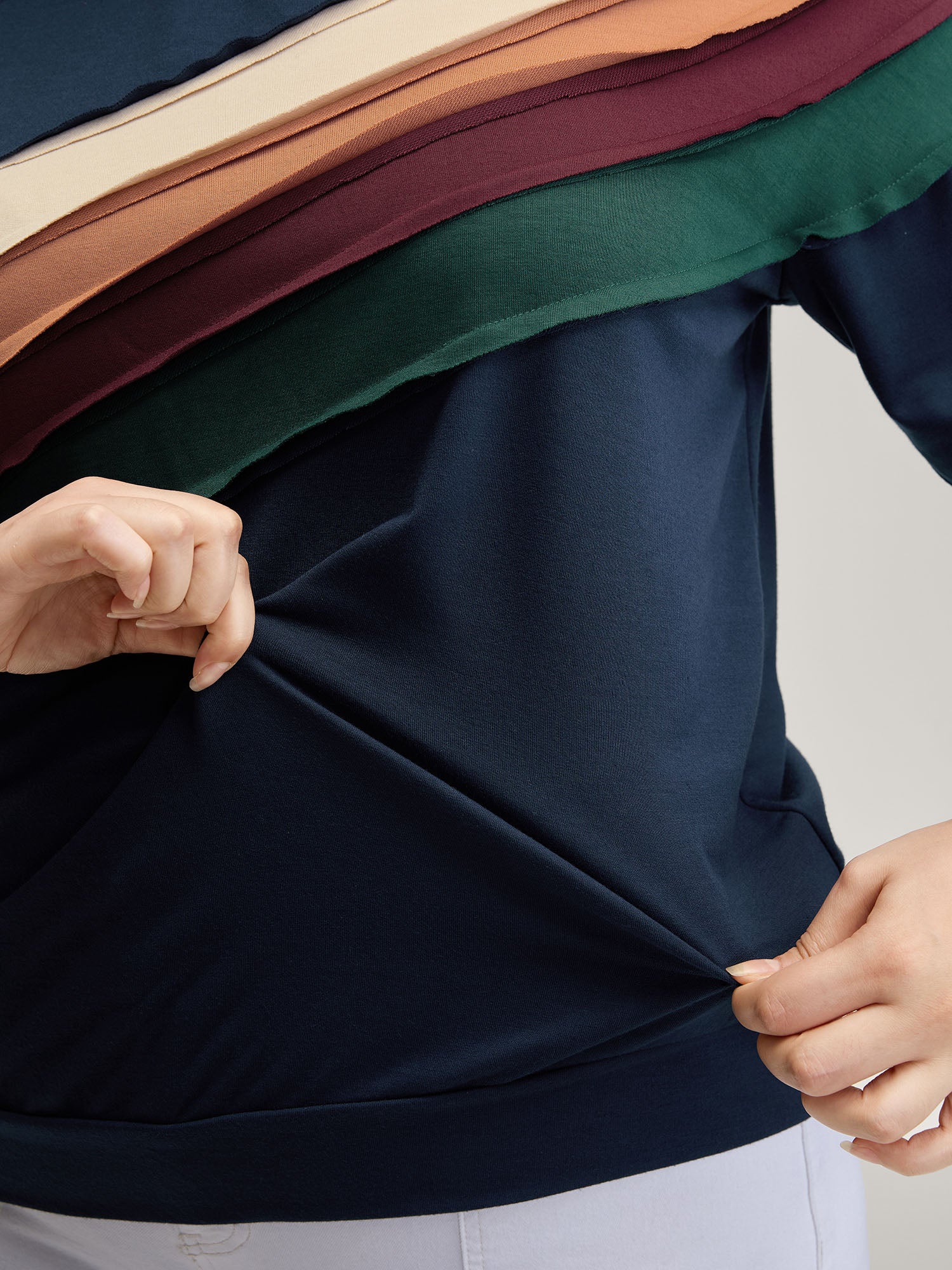 Rainbow Stripe Pleated Texture Sweatshirt - Image 4