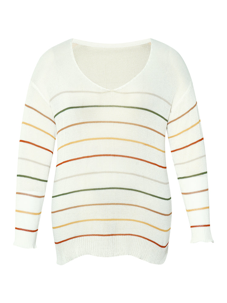 Rainbow Striped Mesh Lightweight Pullover - Image 11