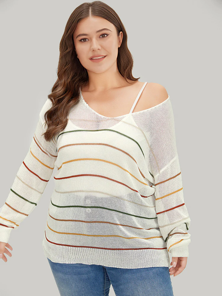 Rainbow Striped Mesh Lightweight Pullover - Image 5
