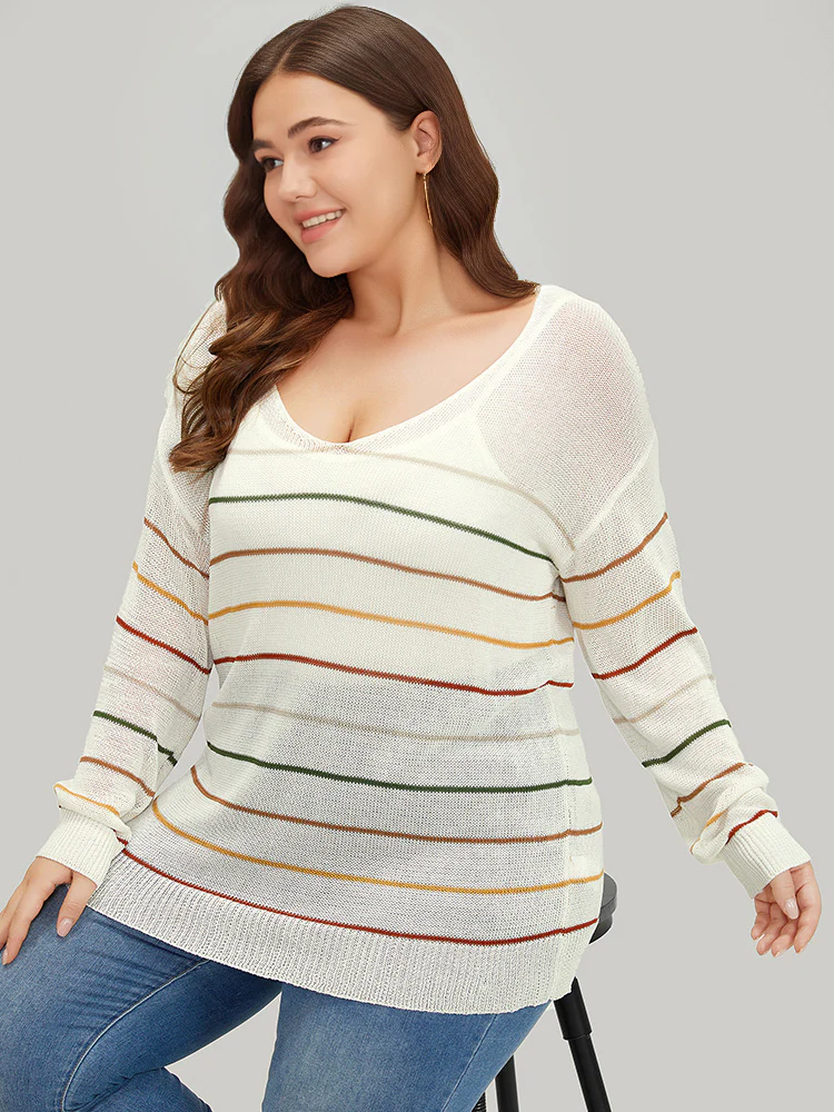 Rainbow Striped Mesh Lightweight Pullover - Image 6