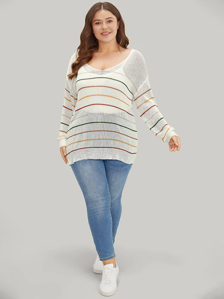 Rainbow Striped Mesh Lightweight Pullover - Image 7
