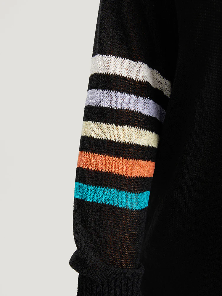 Rainbow Striped Open Front Drop Shoulder Cardigan - Image 9