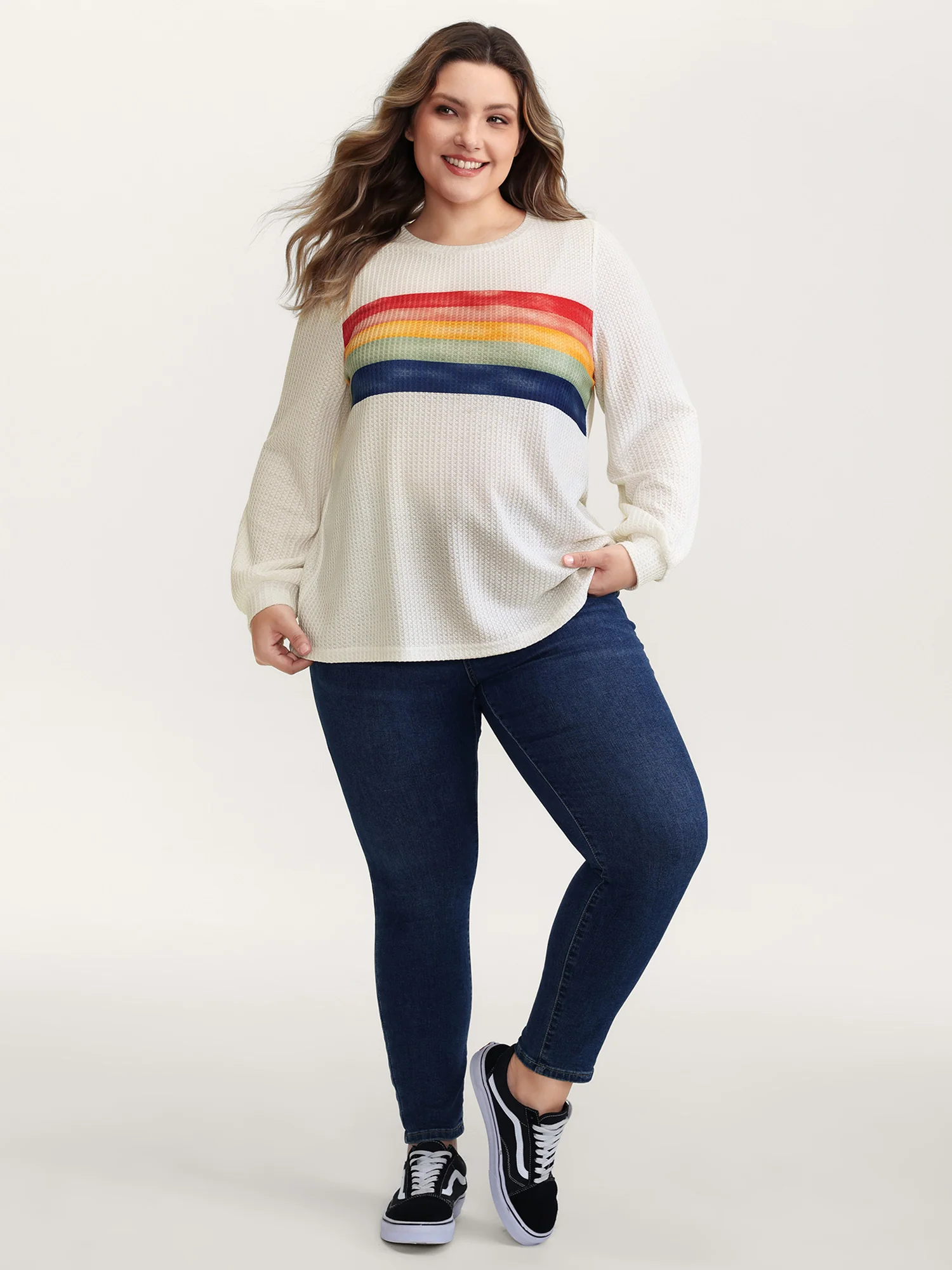Rainbow Stripes Textured T-Shirt - Image 3
